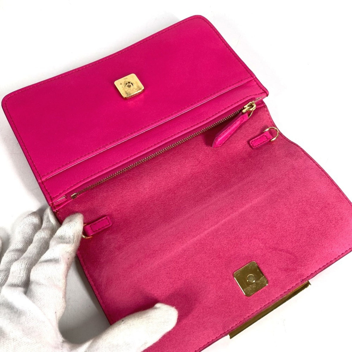 Fendi Pink Leather Chain/Shoulder Wallet (Pre-Owned)