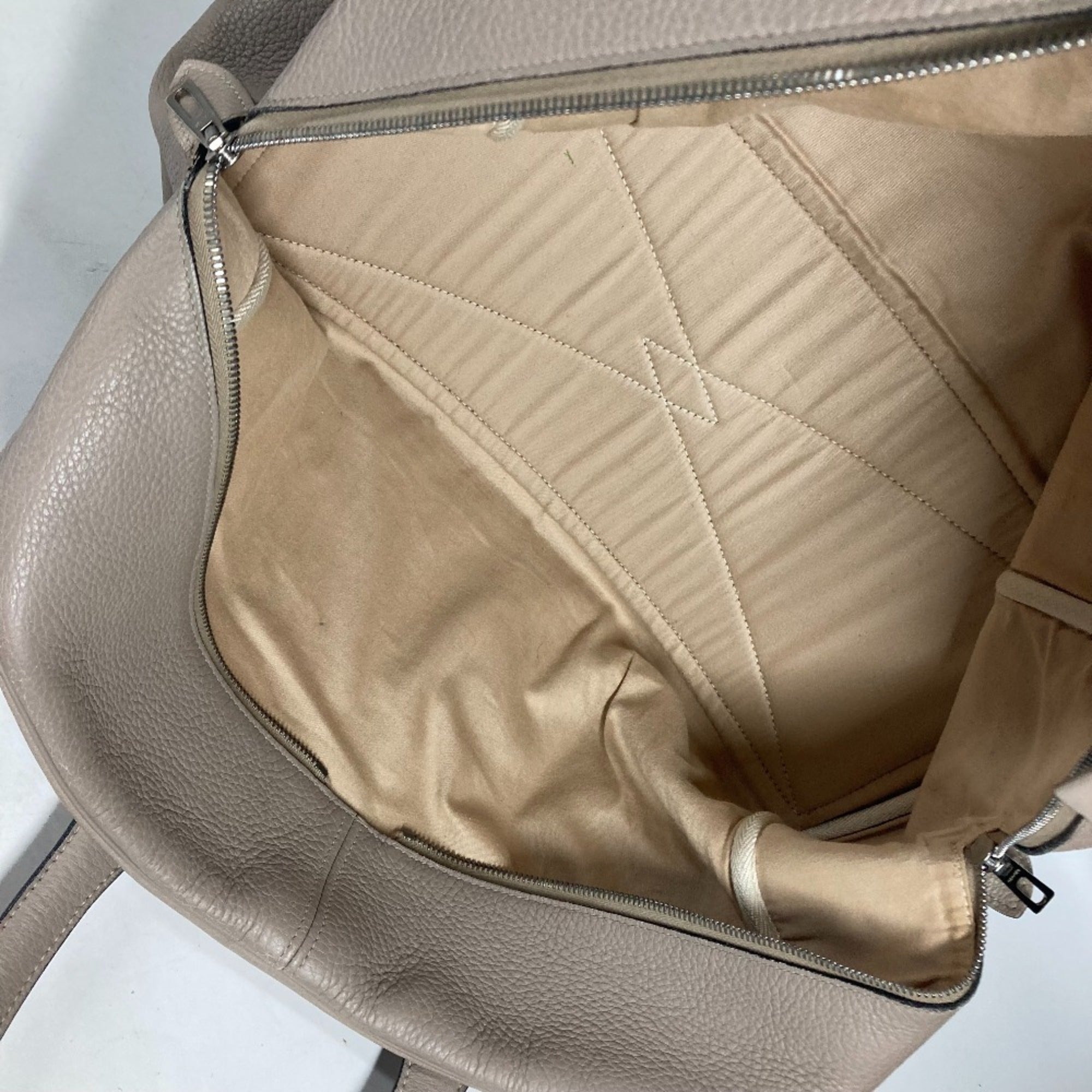 Hermes Beige Taurillon Clemence Leather Boston Bag Shoulder Bag (Pre-Owned)