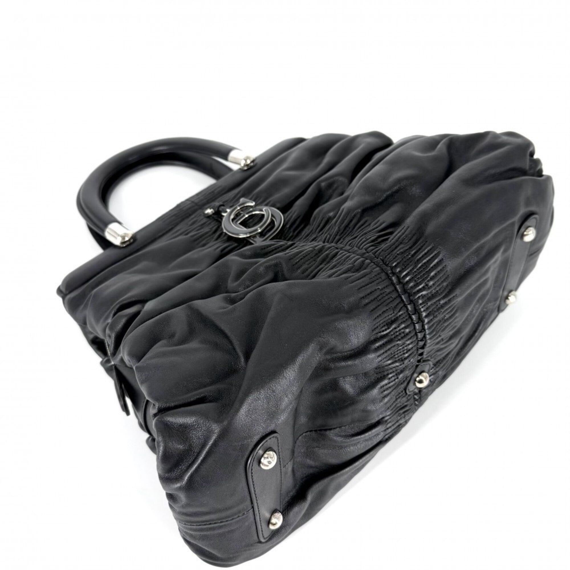 Christian Dior Black White Leather Handbag (Pre-Owned)
