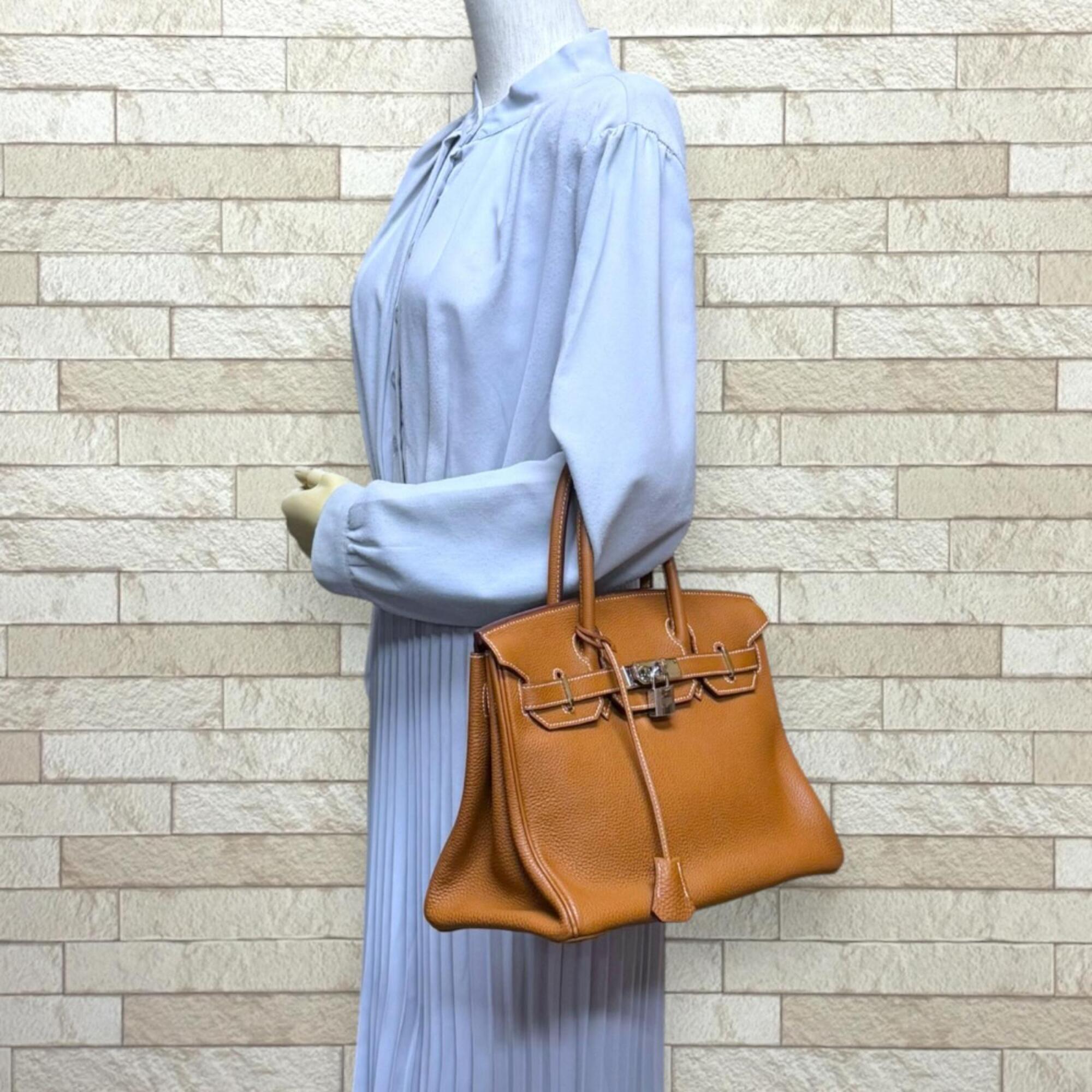 Hermes Brown Gold Togo Leather Handbag (Pre-Owned)