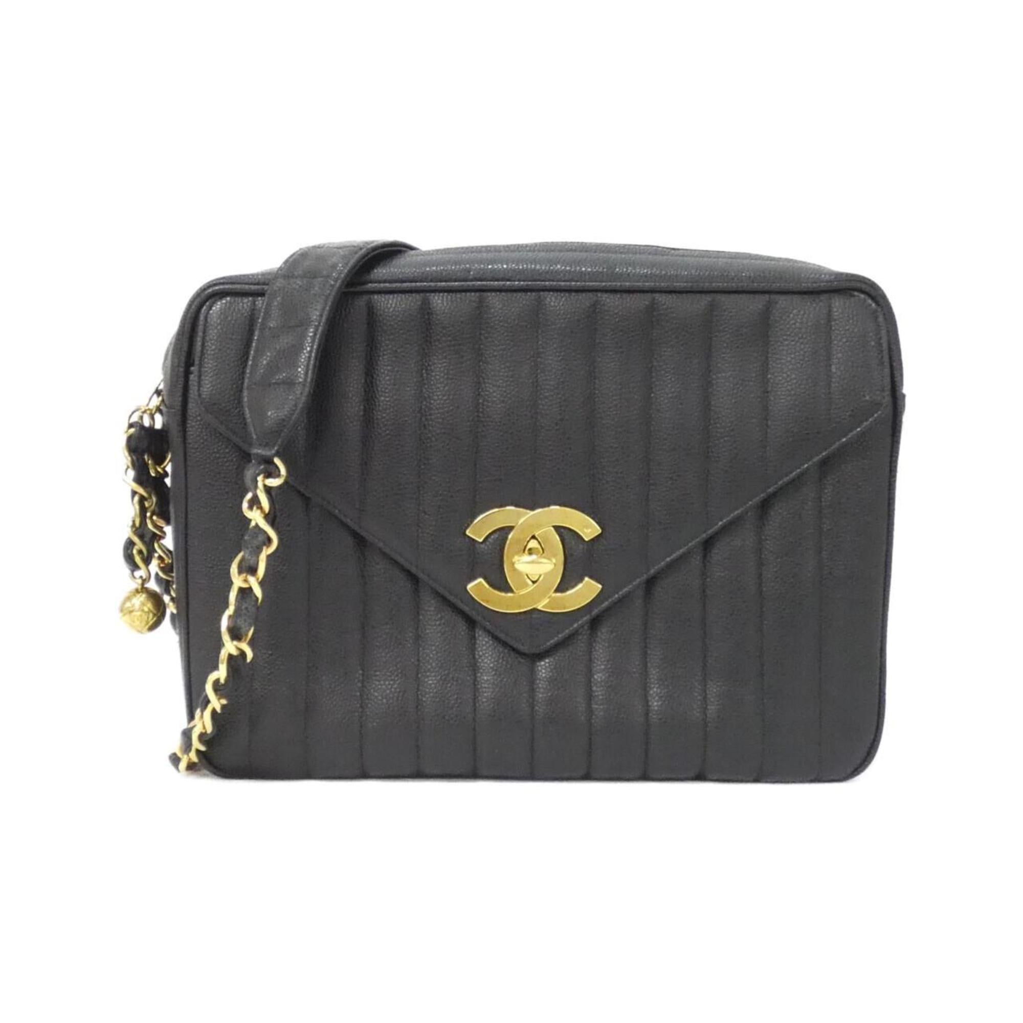 Chanel Black Grained Calfskin Shoulder Bag (Pre-Owned)