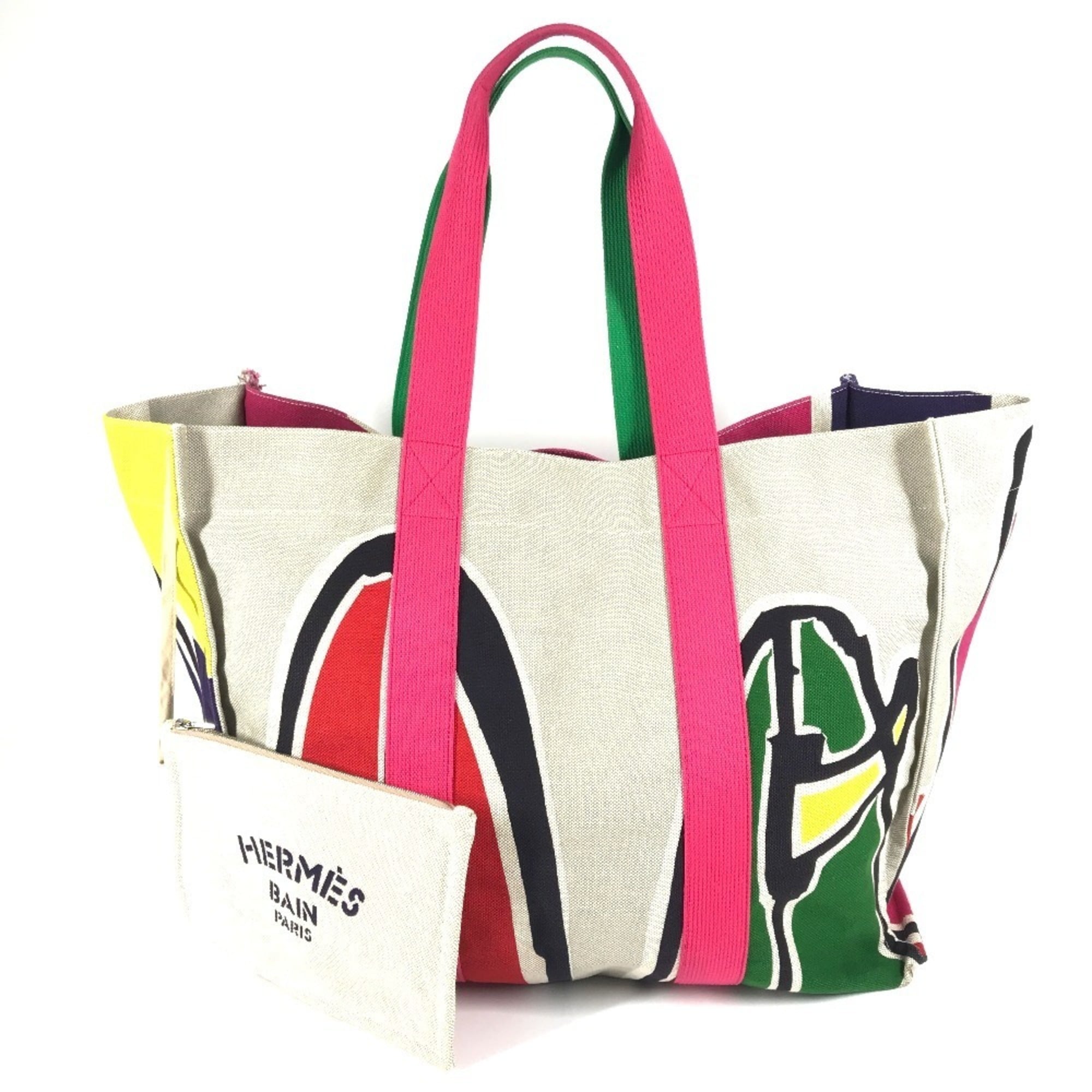 Hermes Multi-Color Cotton Boston Bag Shoulder Bag Tote Bag (Pre-Owned)