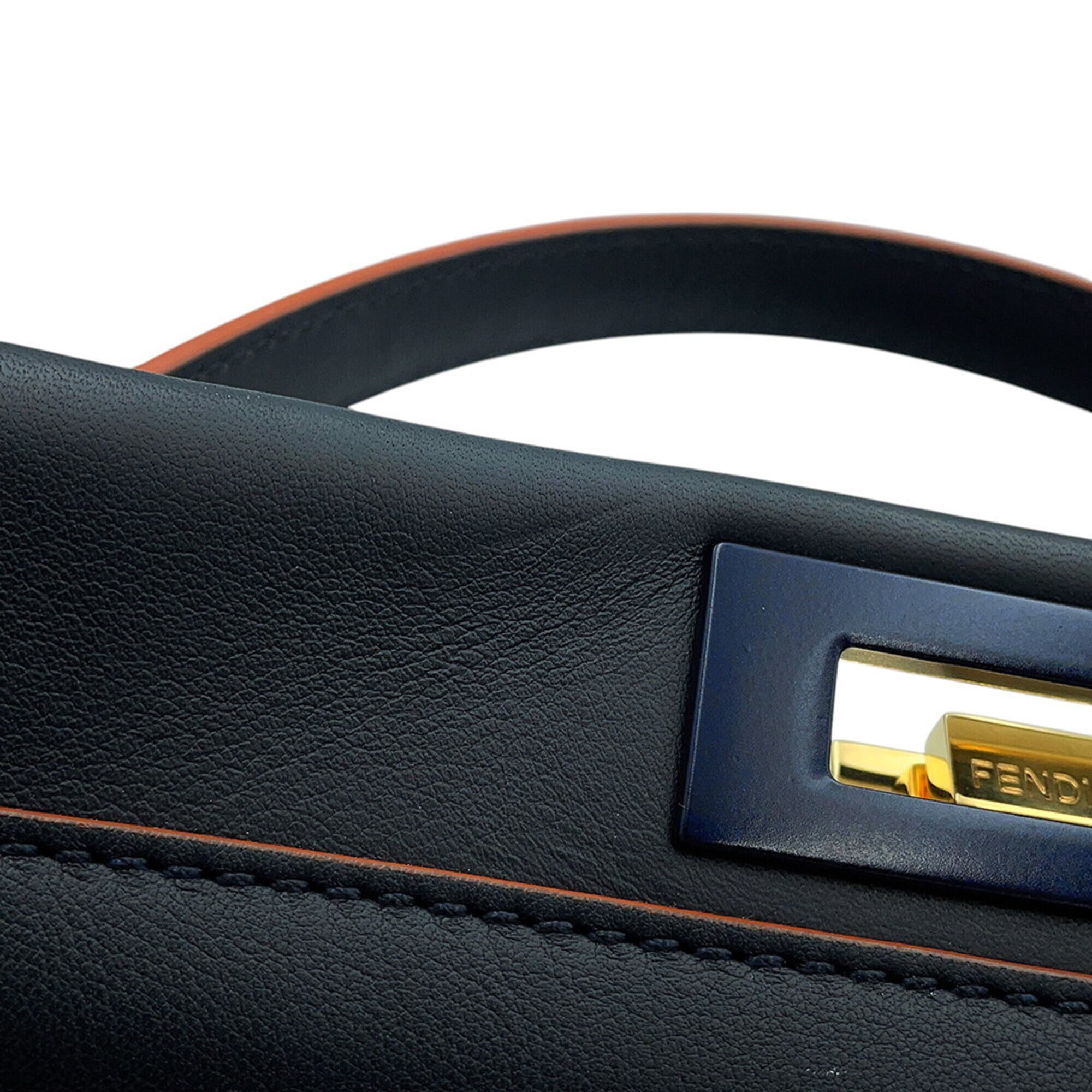 Fendi Navy Leather Handbag Shoulder Bag (Pre-Owned)