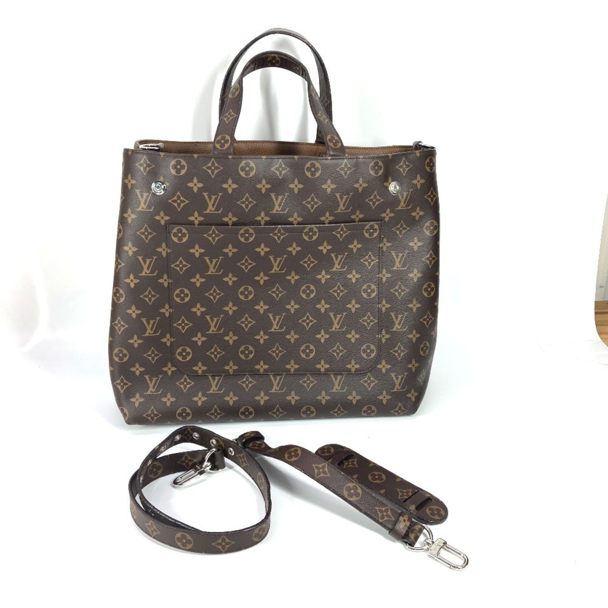 Louis Vuitton Brown Monogram Canvas Leather Shoulder Bag Tote Bag (Pre-Owned)