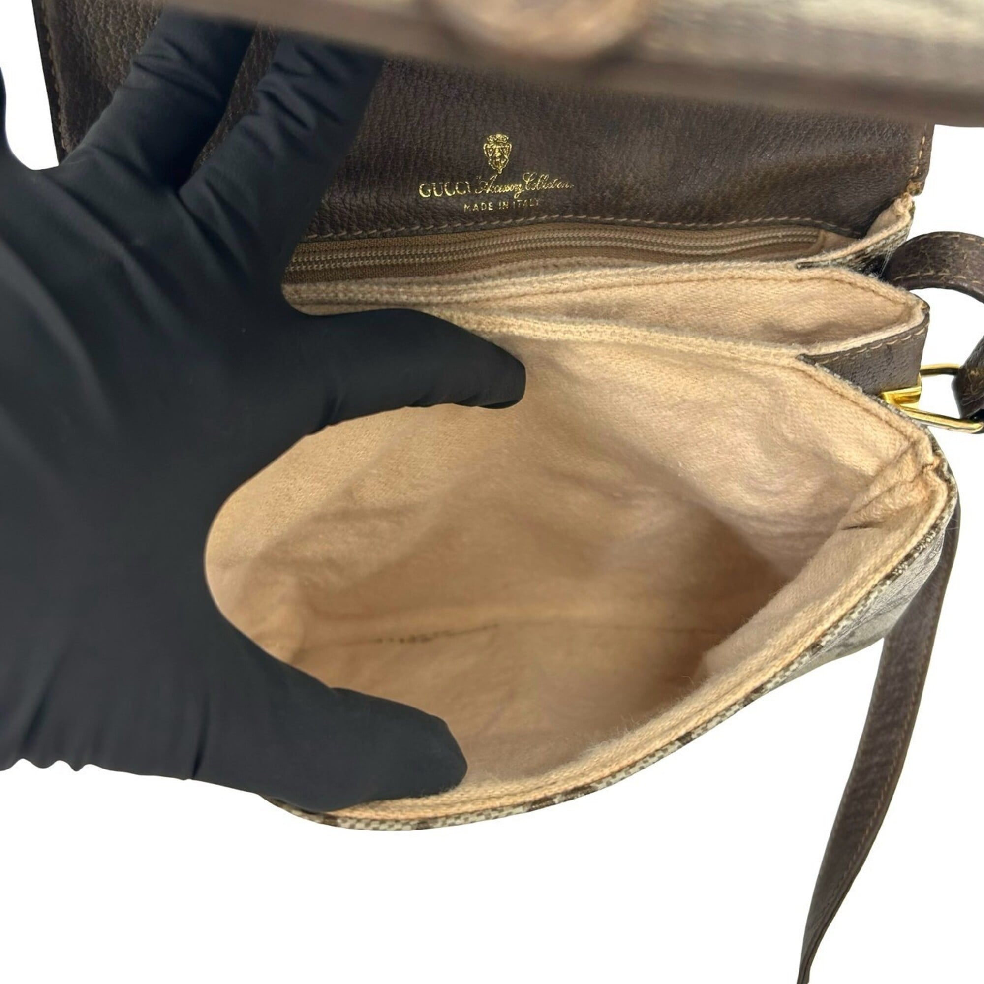 Gucci Brown Leather Pvc Pochette Shoulder Bag (Pre-Owned)