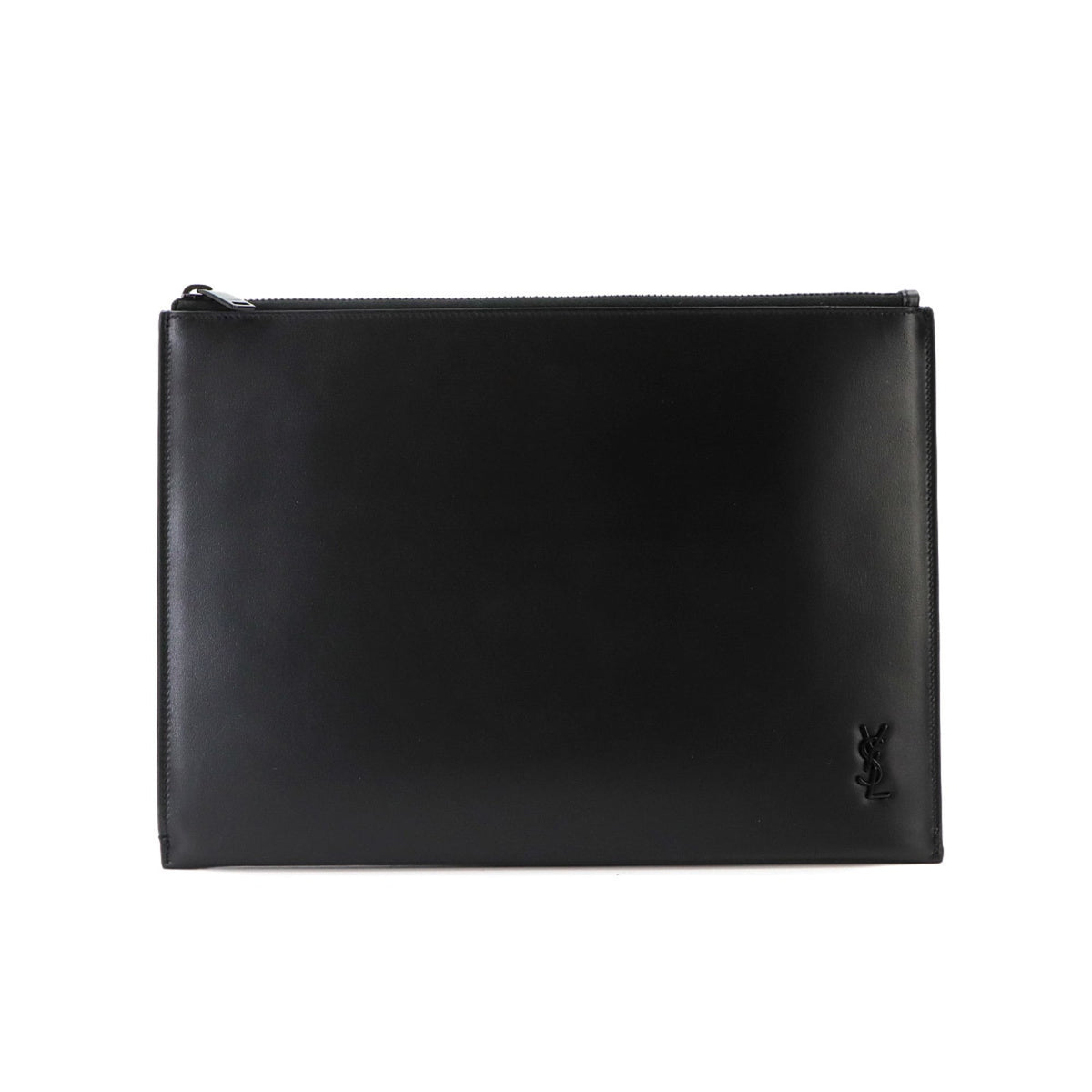 Saint Laurent Black Leather Clutch Bag Handbag (Pre-Owned)