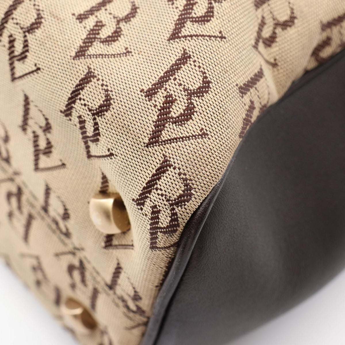 Bottega Veneta Beige Brown Canvas Leather Handbag (Pre-Owned)