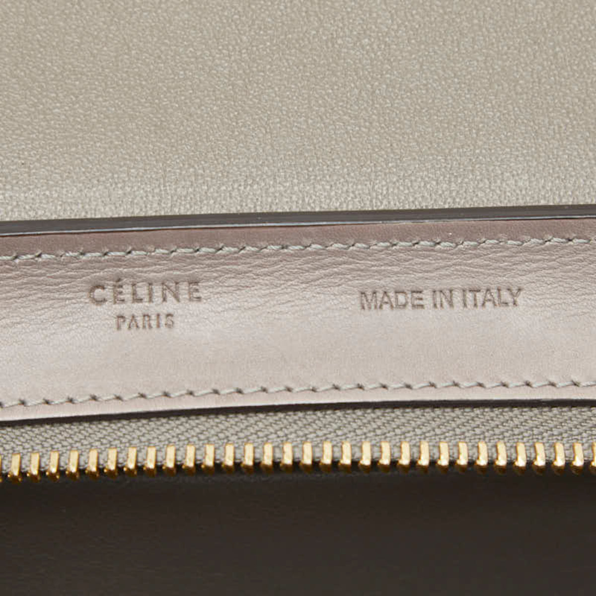 Celine Beige Black Gray Leather Handbag Shoulder Bag (Pre-Owned)