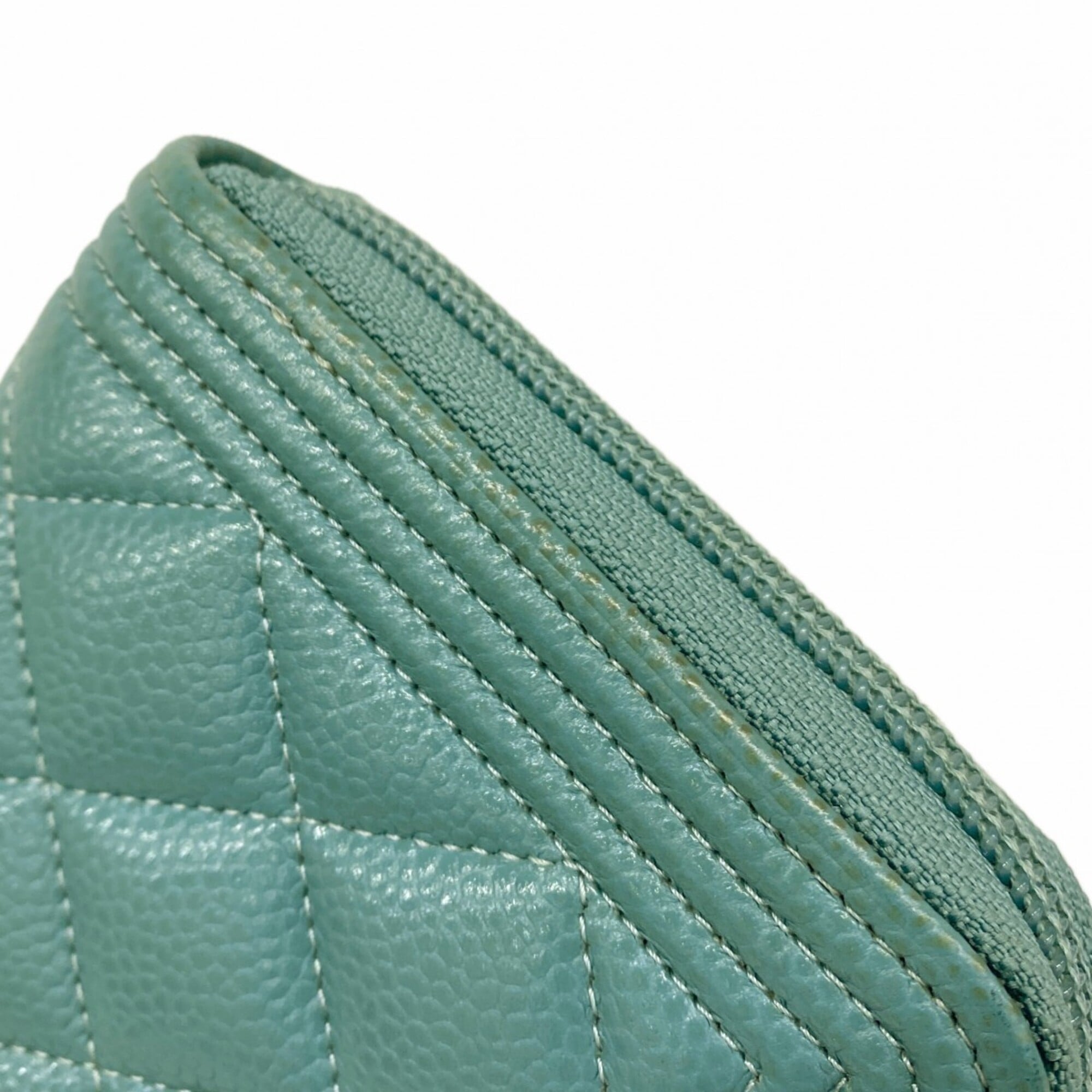 Chanel Blue Grained Calfskin Long Wallet (Bi-Fold) (Pre-Owned)