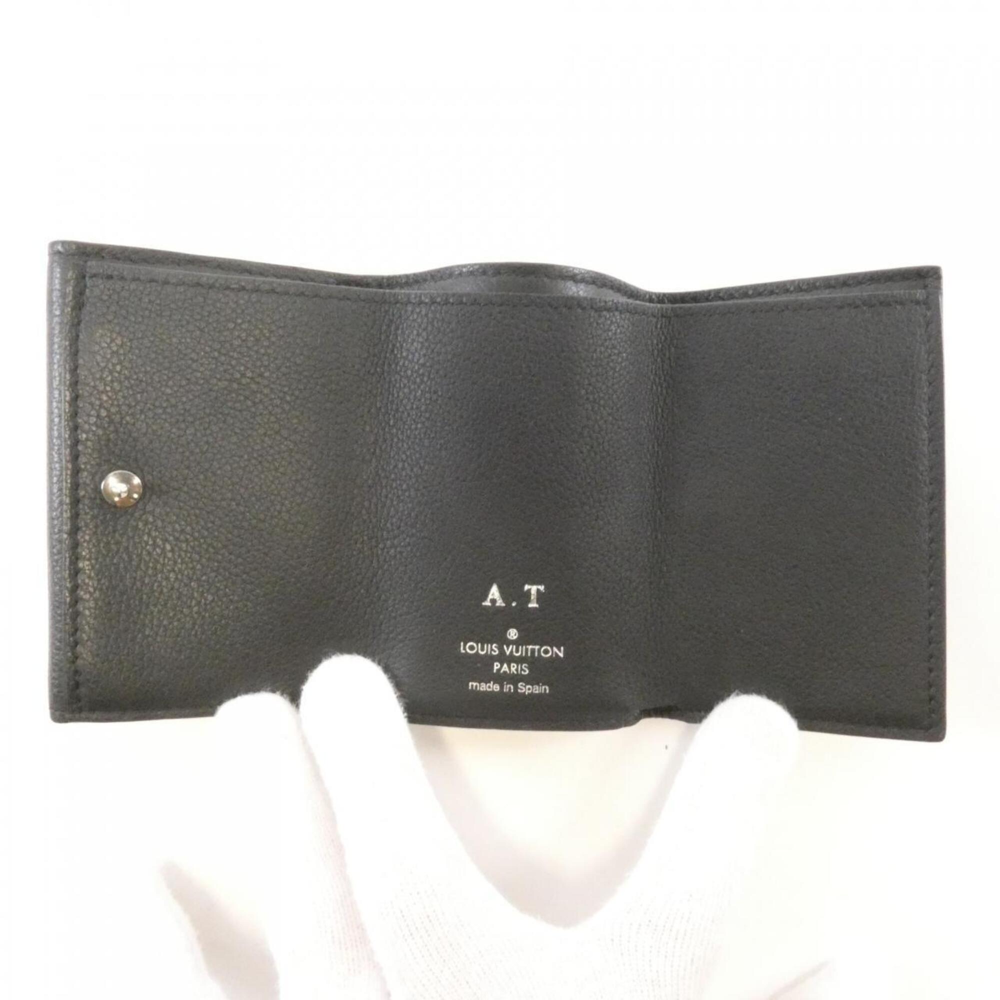 Louis Vuitton Black Leather Wallet (Tri-Fold) (Pre-Owned)