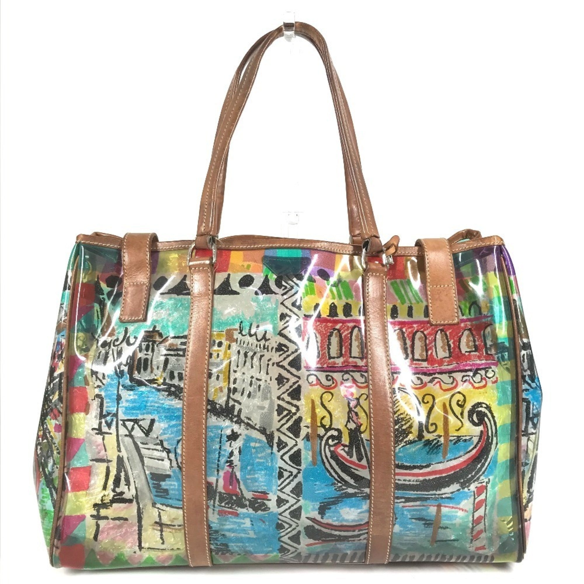 Prada Multi-Color Vinyl Shoulder Bag Tote Bag (Pre-Owned)