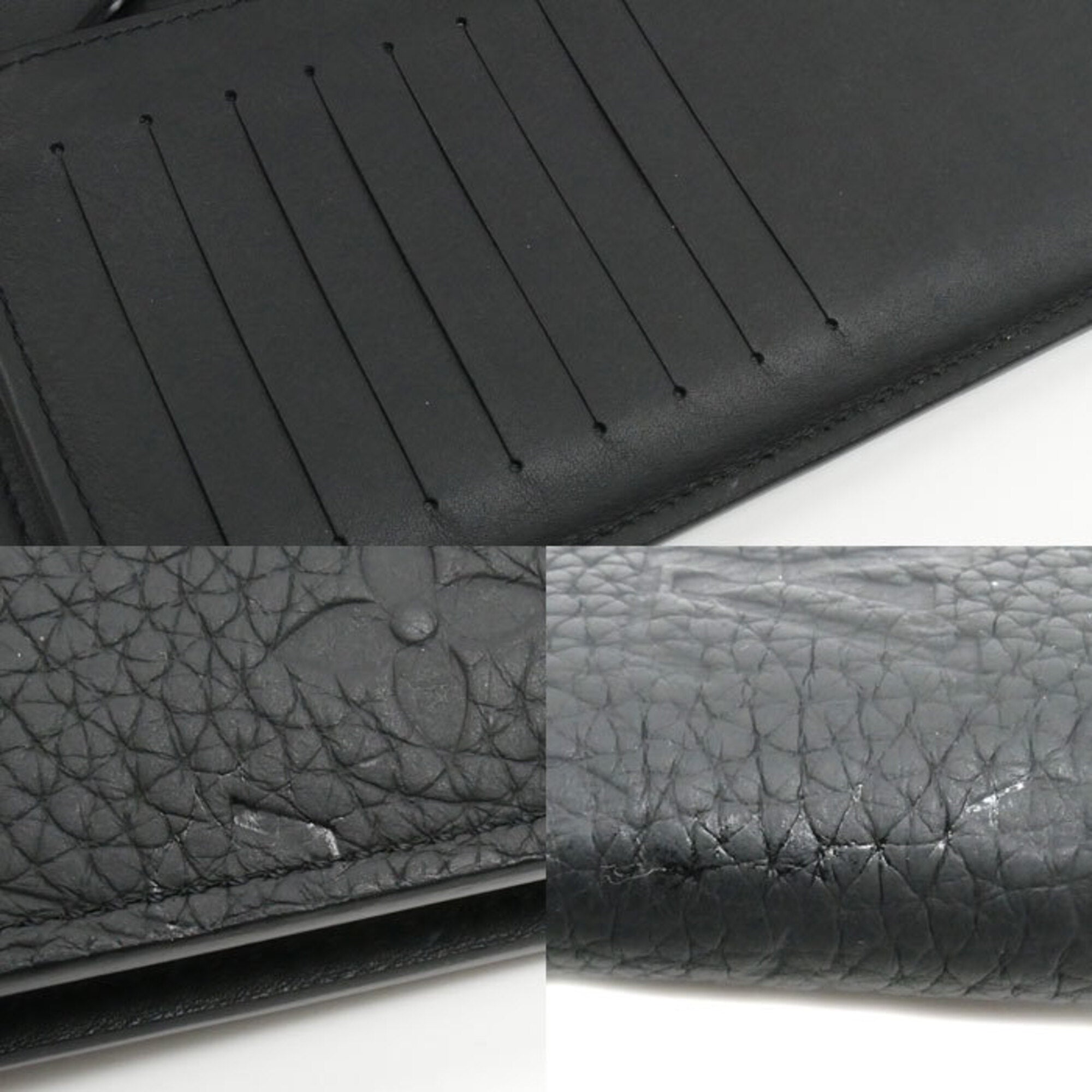 Louis Vuitton Noir Leather Long Wallet (Bi-Fold) (Pre-Owned)