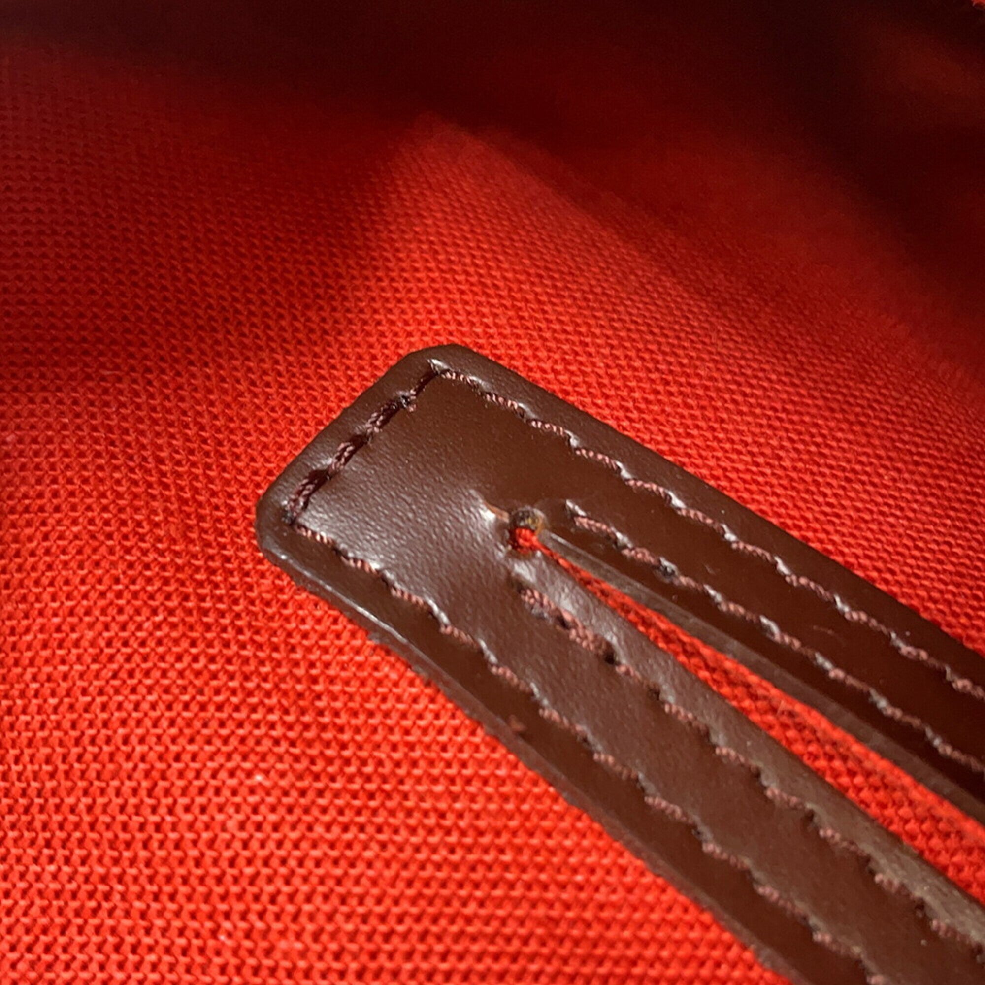 Louis Vuitton Damier Canvas Ebene Red Color Exotic Leather Backpack Handbag (Pre-Owned)