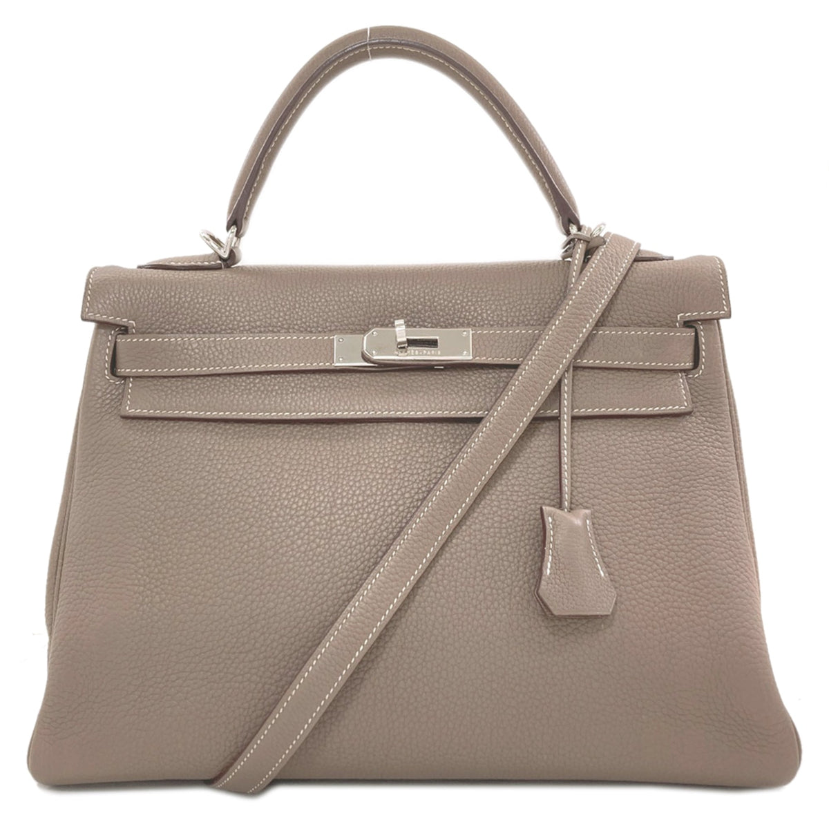 Hermes Etoupe Gray Togo Leather Handbag (Pre-Owned)