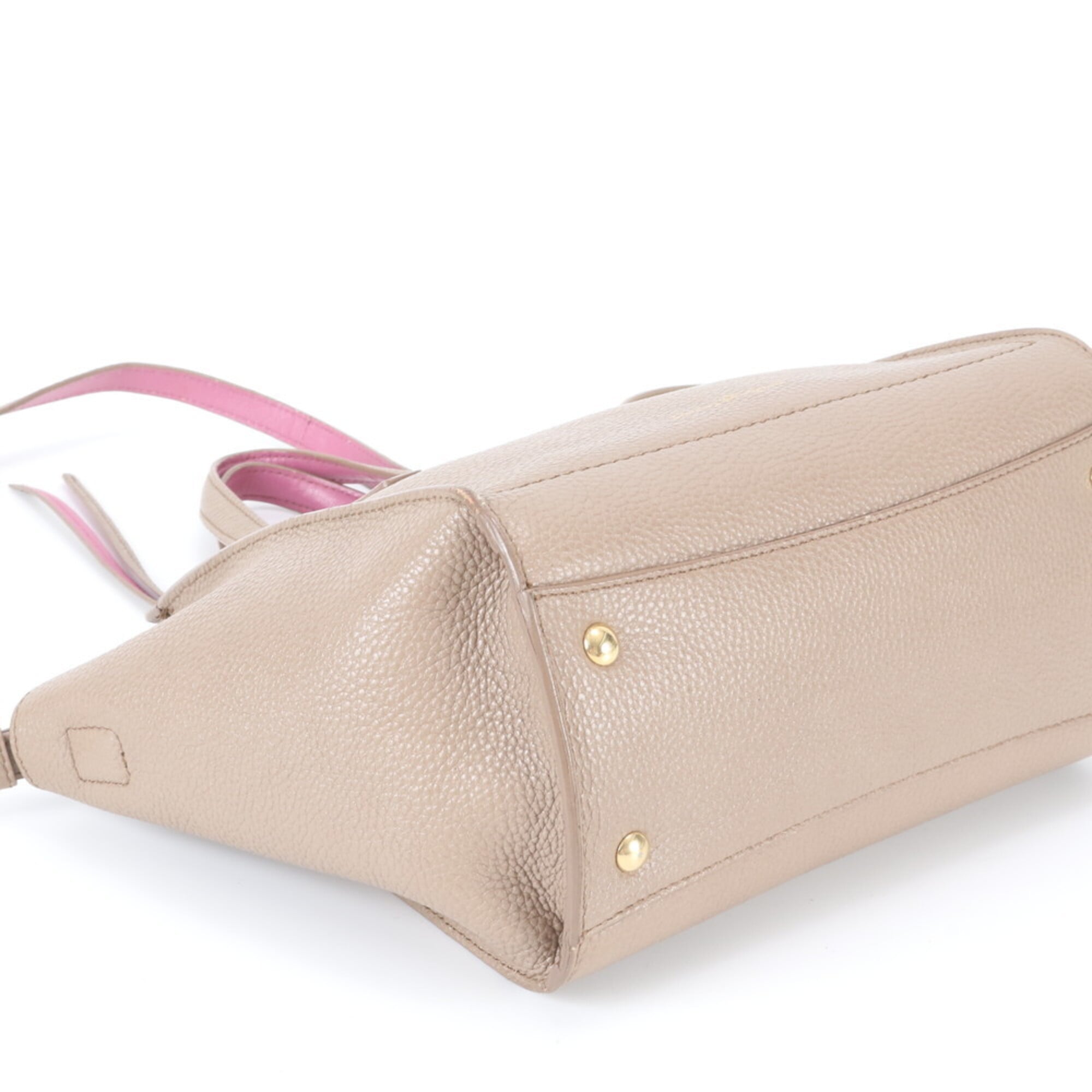 Salvatore Ferragamo Gancini Beige Leather Shoulder Bag Tote Bag (Pre-Owned)