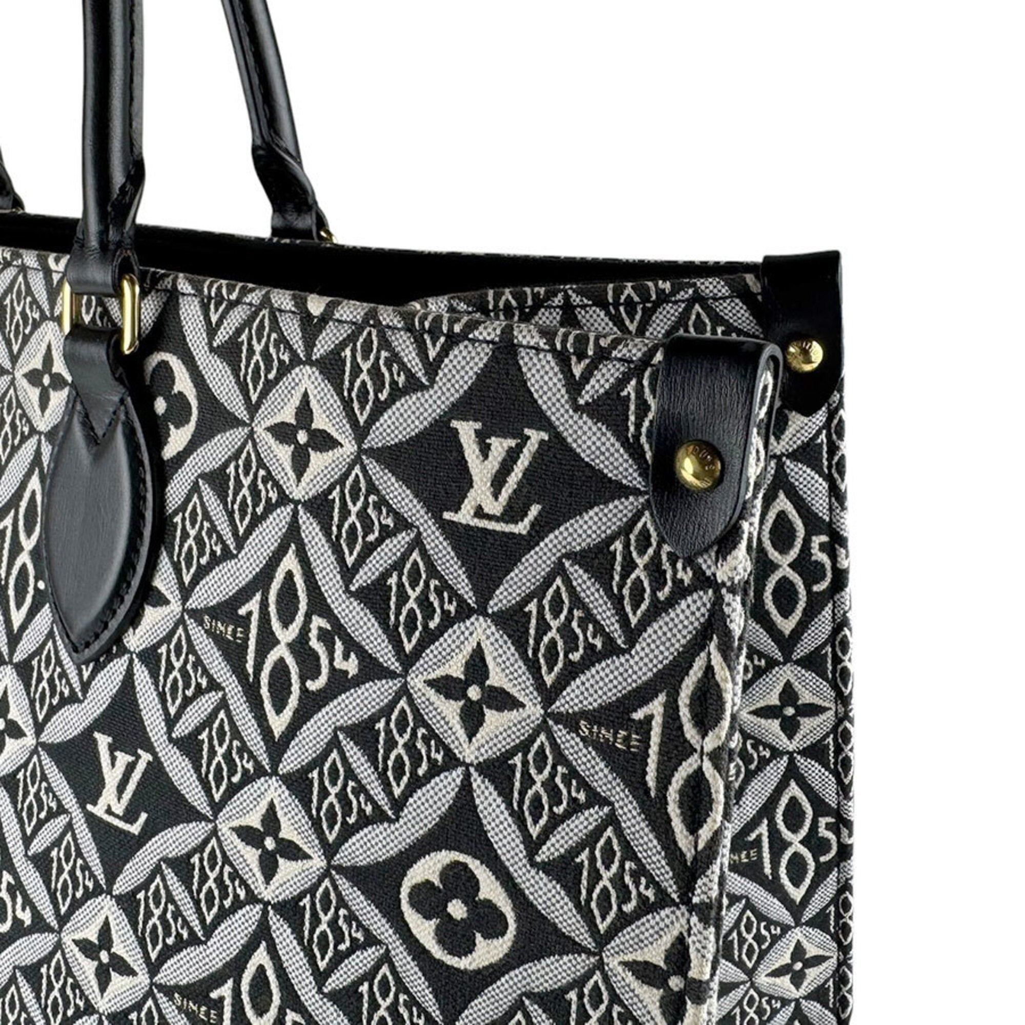 Louis Vuitton Black Gray White Canvas Leather Handbag Shoulder Bag (Pre-Owned)