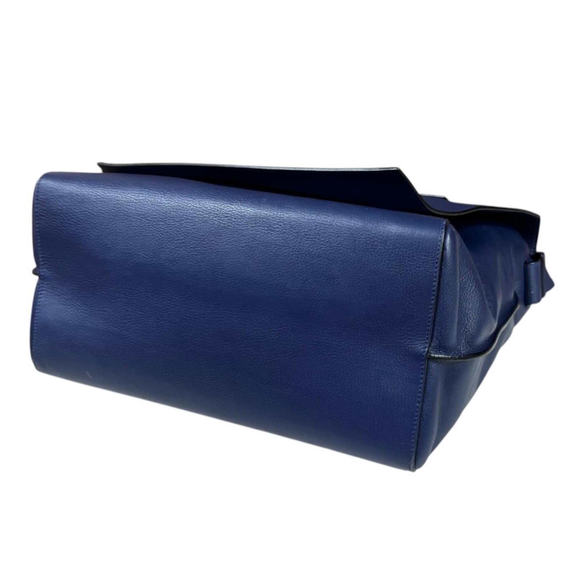 Loewe Anton Navy Leather Messenger Bag Shoulder Bag (Pre-Owned)