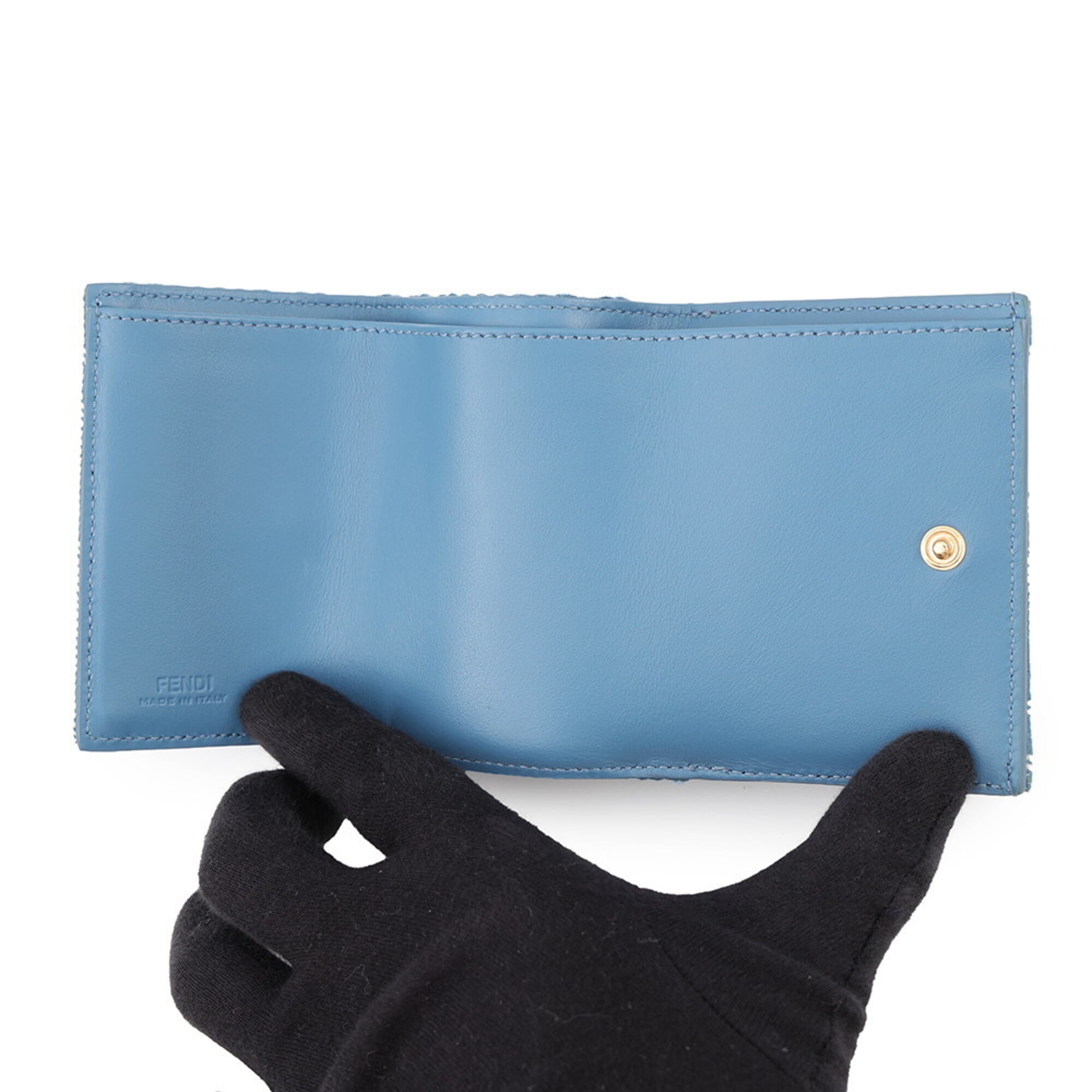 Fendi Blue Canvas Wallet (Tri-Fold) (Pre-Owned)