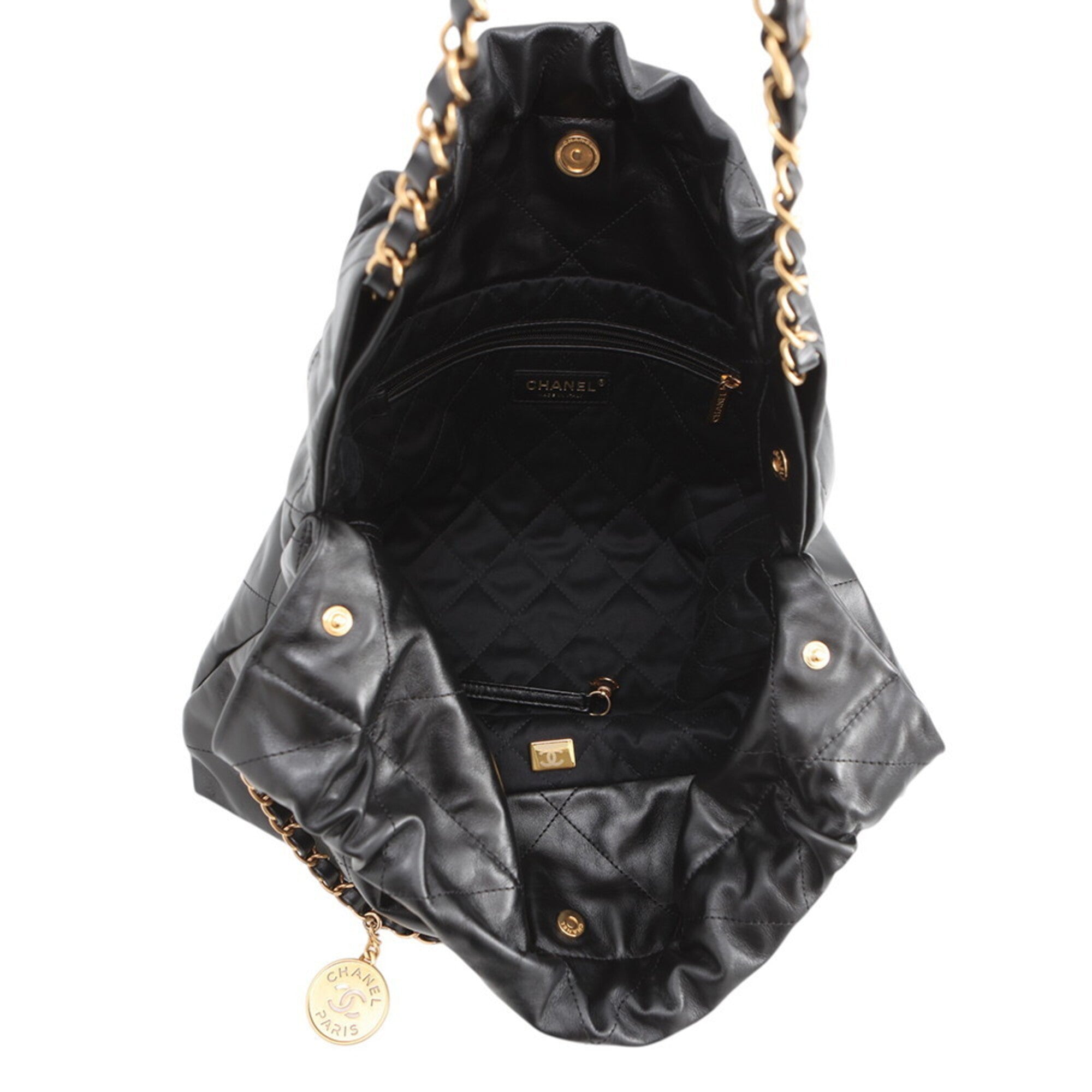 Chanel Black Leather Handbag Shoulder Bag (Pre-Owned)