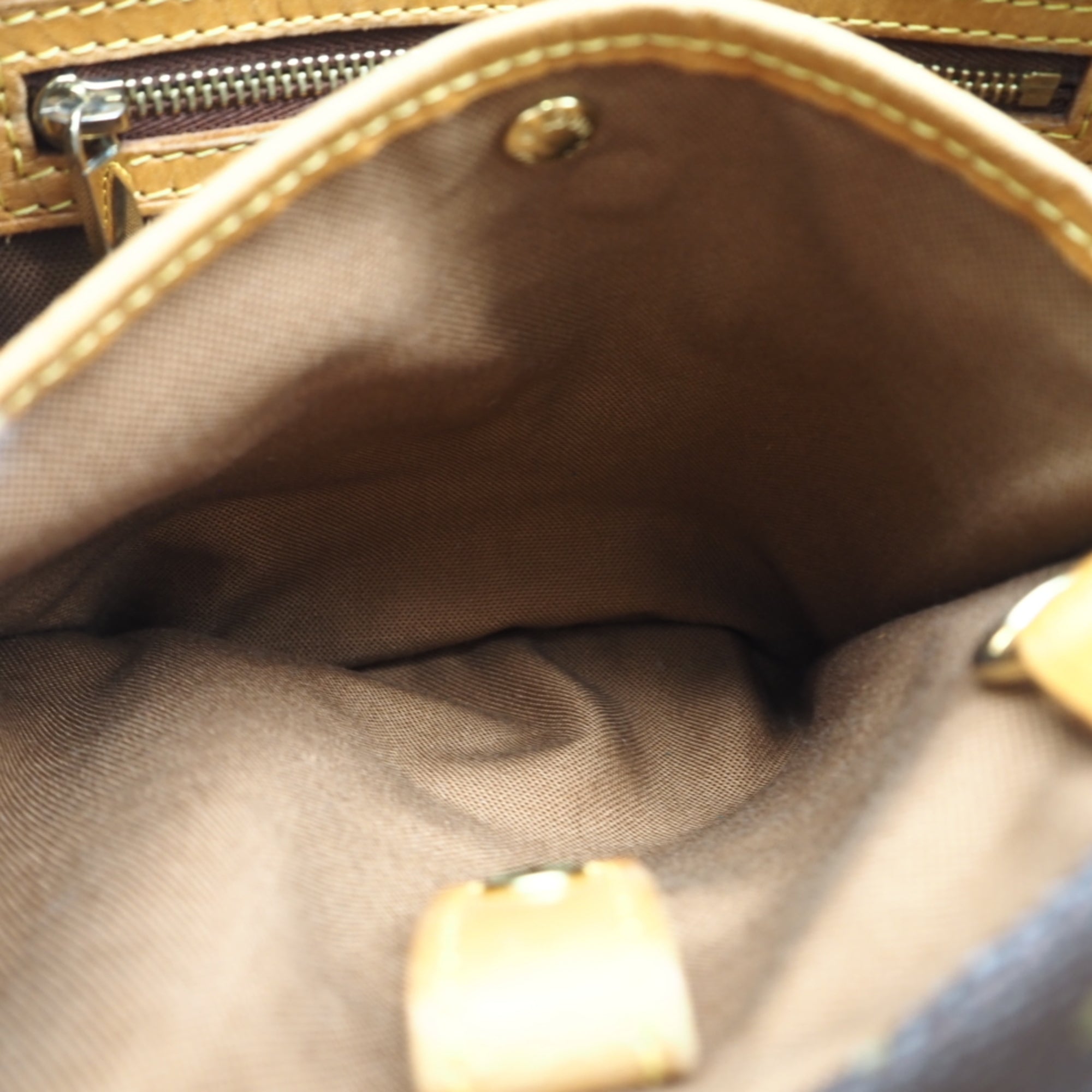 Louis Vuitton Monogram Beige Brown Coated Canvas Leather Handbag (Pre-Owned)