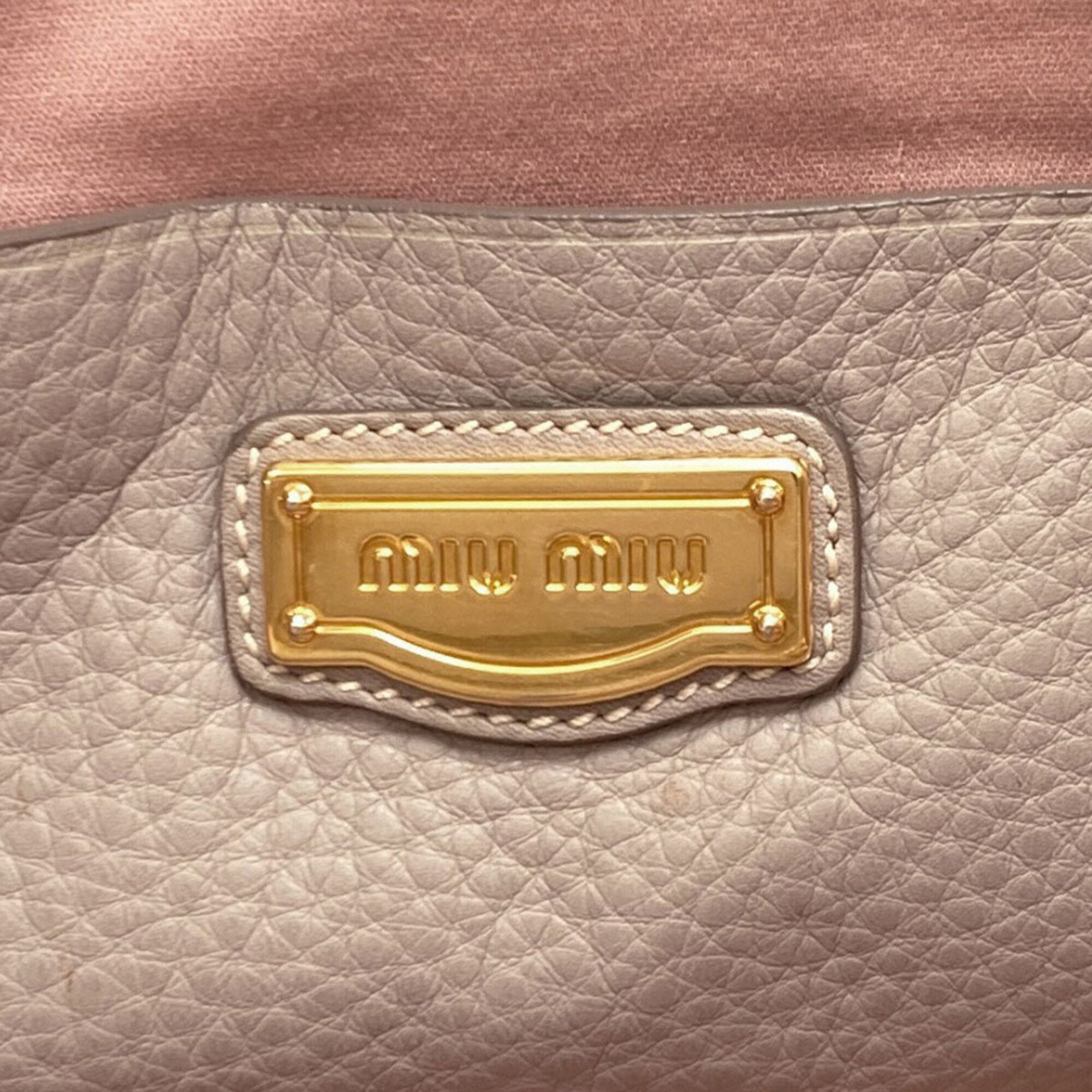 Miu Miu Gray Leather Tote Bag (Pre-Owned)