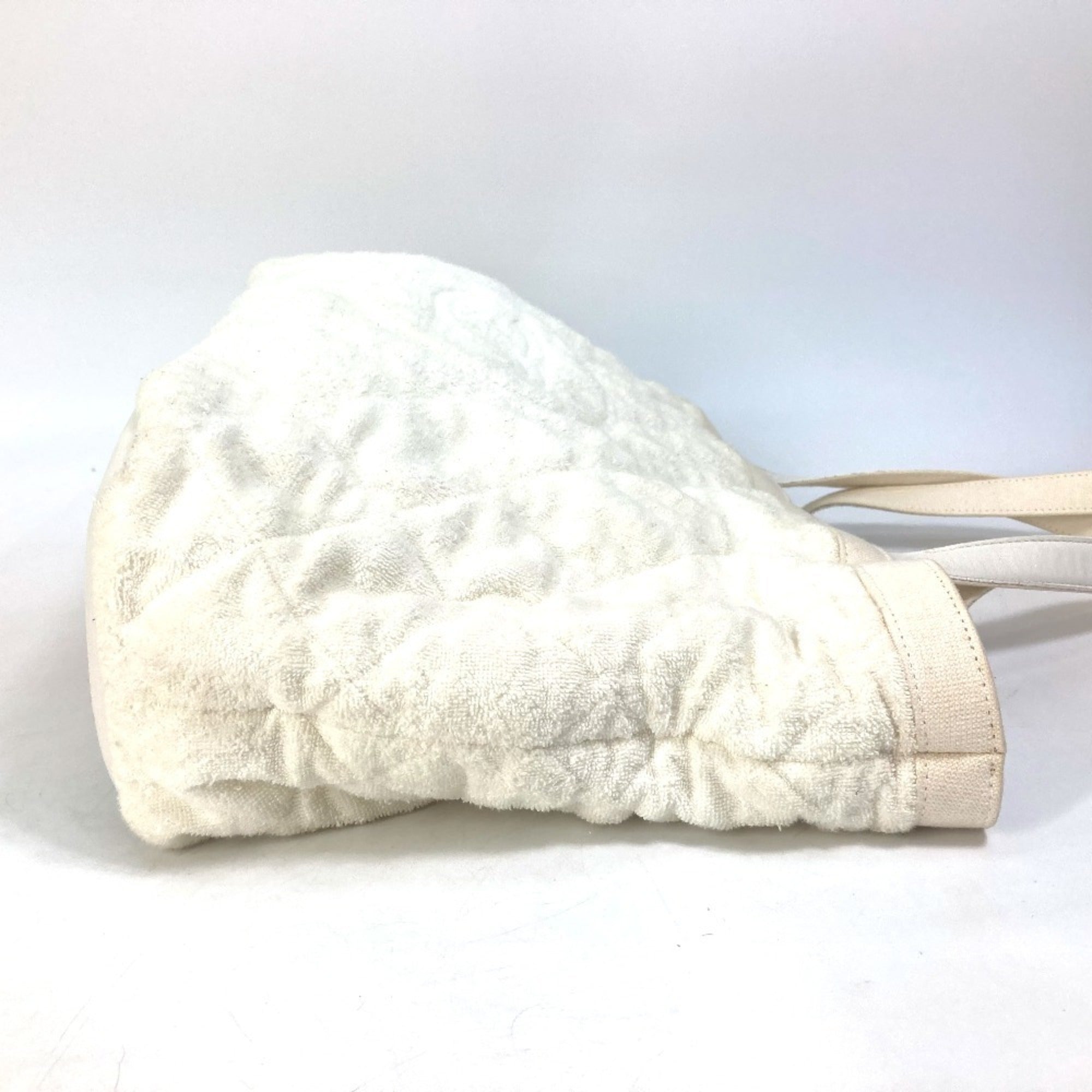 Chanel White Cotton Leather Beach Bag Shoulder Bag Tote Bag (Pre-Owned)