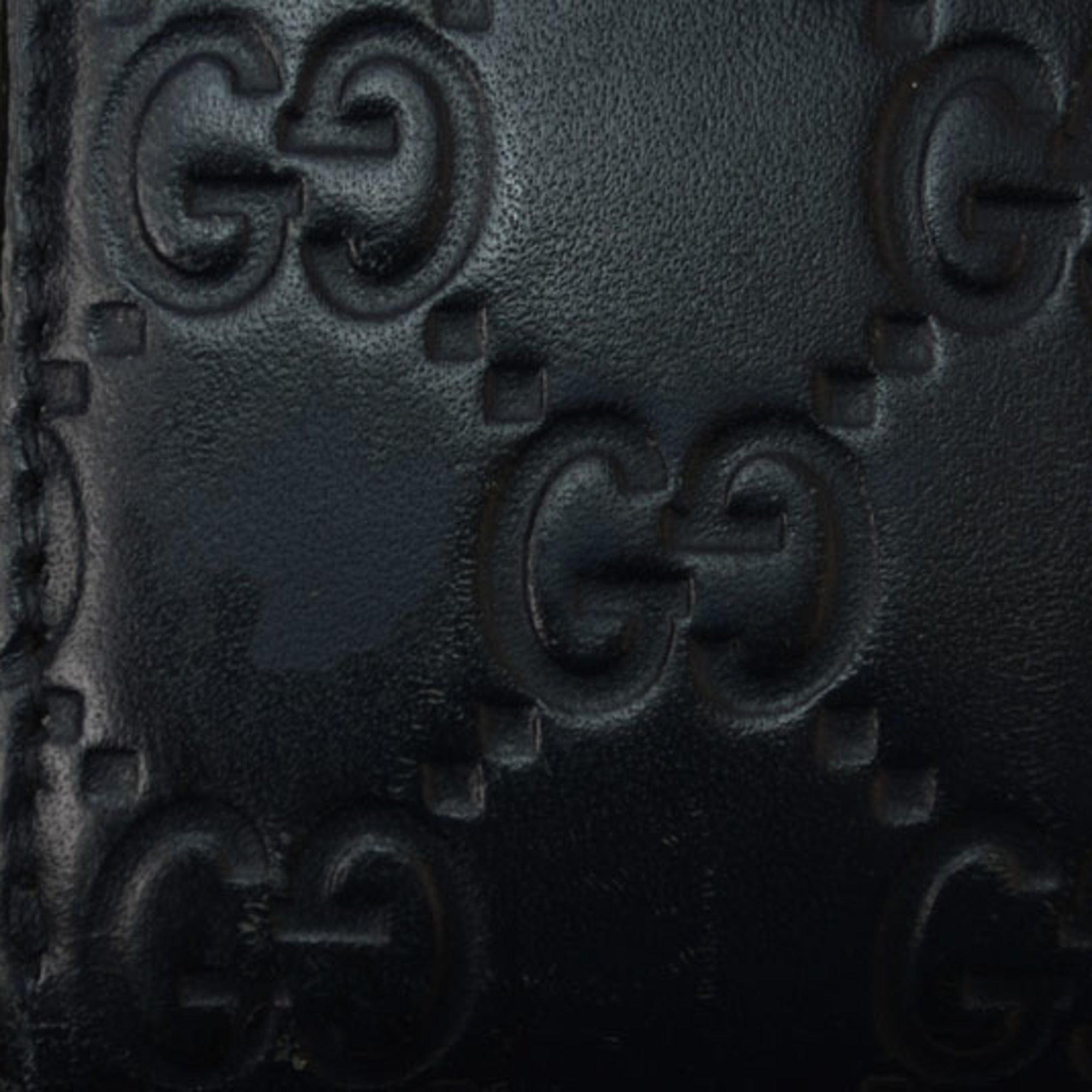 Gucci Dark Navy Red Color Leather Long Wallet (Bi-Fold) (Pre-Owned)