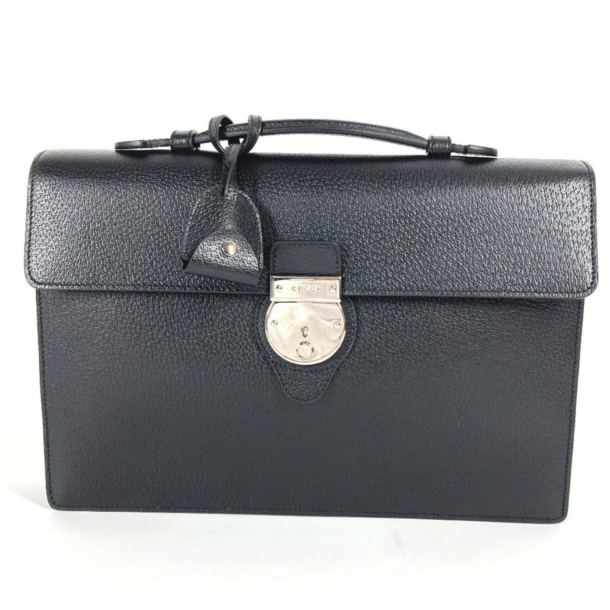 Gucci Black Leather Briefcase Handbag (Pre-Owned)
