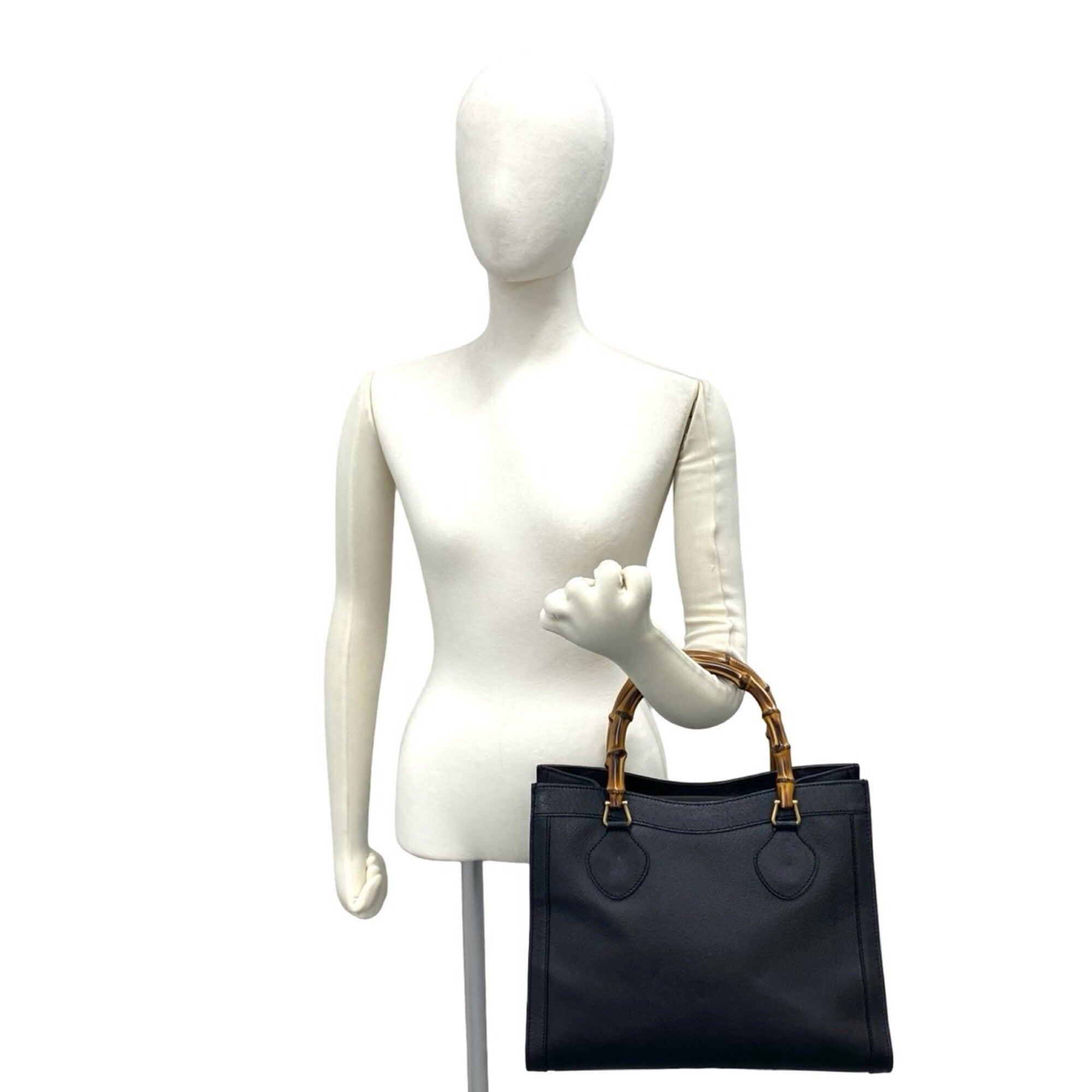 Gucci Black Leather Handbag Tote Bag (Pre-Owned)
