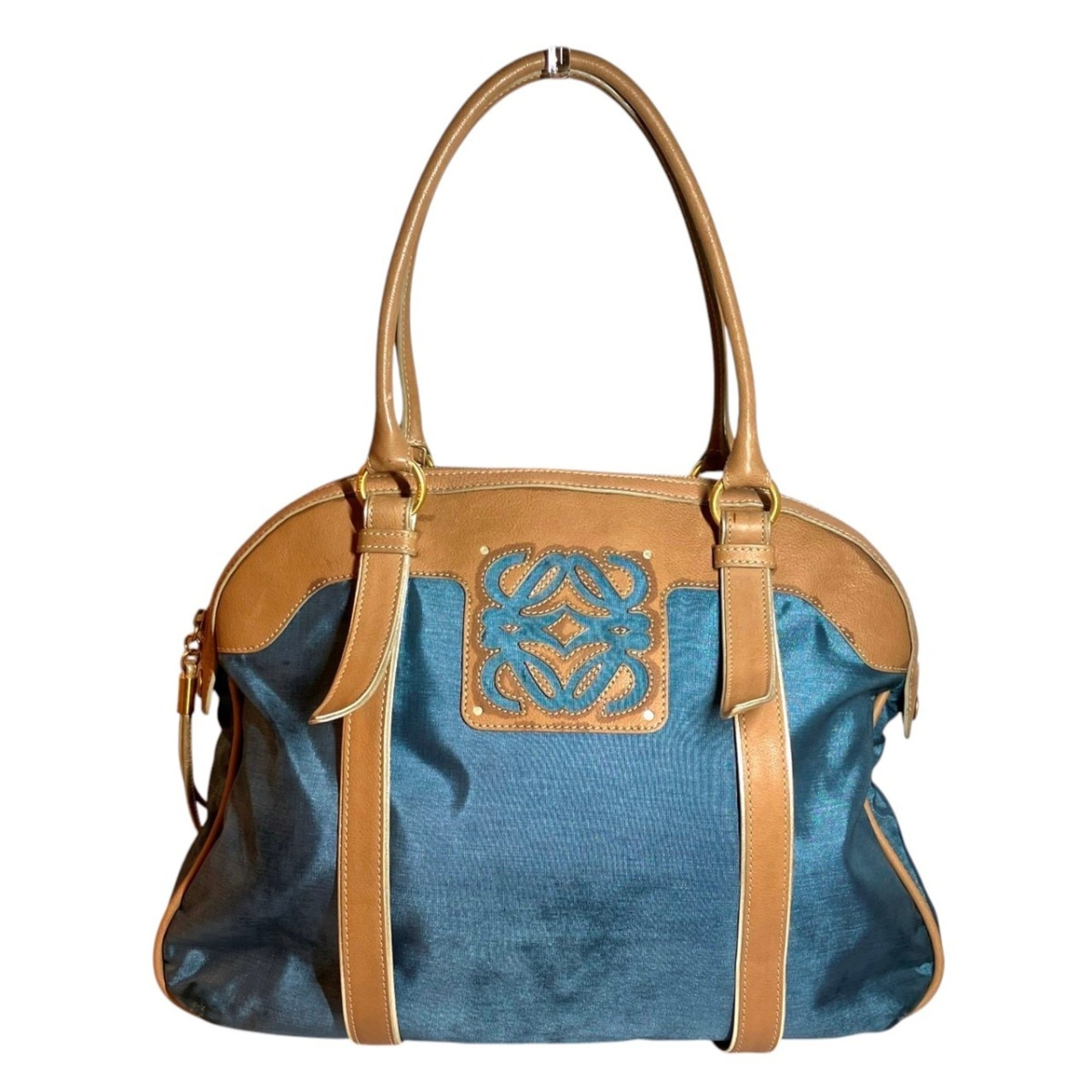 Loewe Blue Nylon Leather Handbag (Pre-Owned)