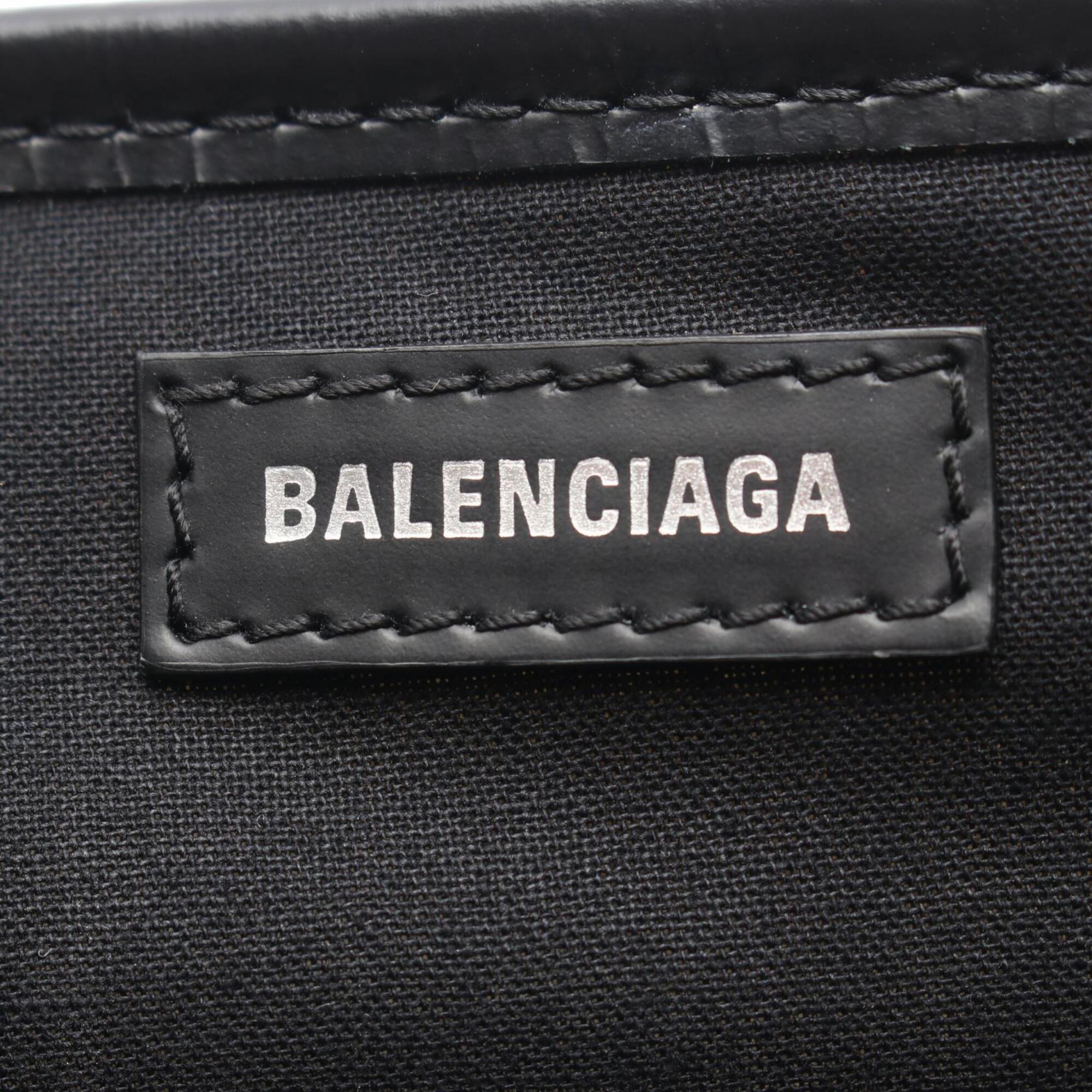 Balenciaga Black Ivory Canvas Leather Handbag Pouch Tote Bag (Pre-Owned)