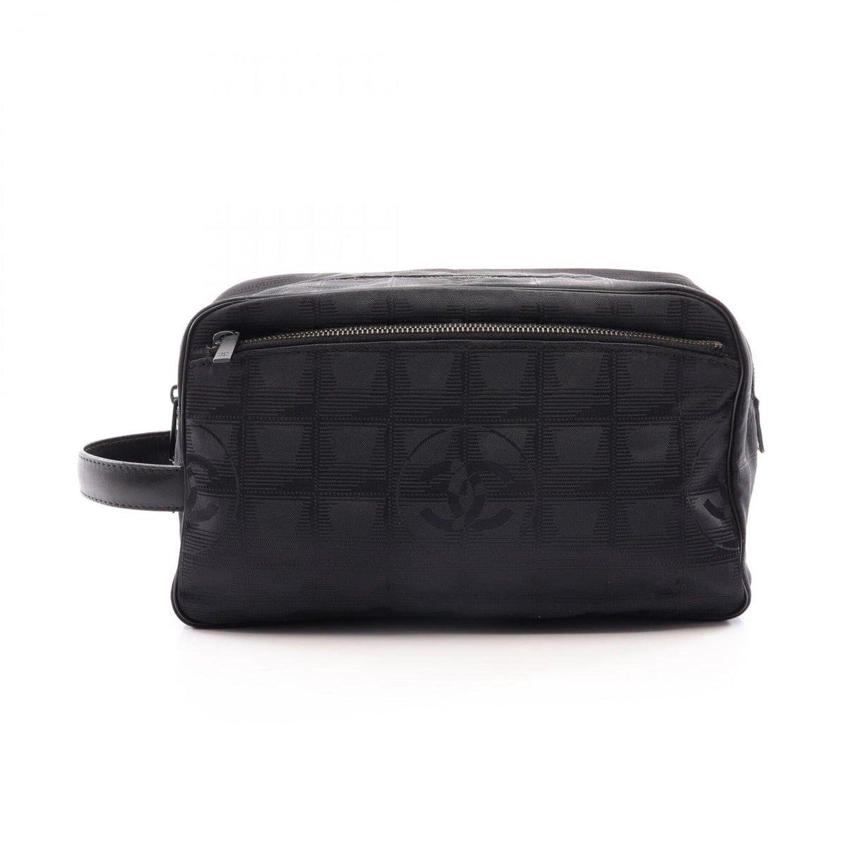 Chanel Nylon Canvas Leather Clutch Bag Handbag (Pre-Owned)