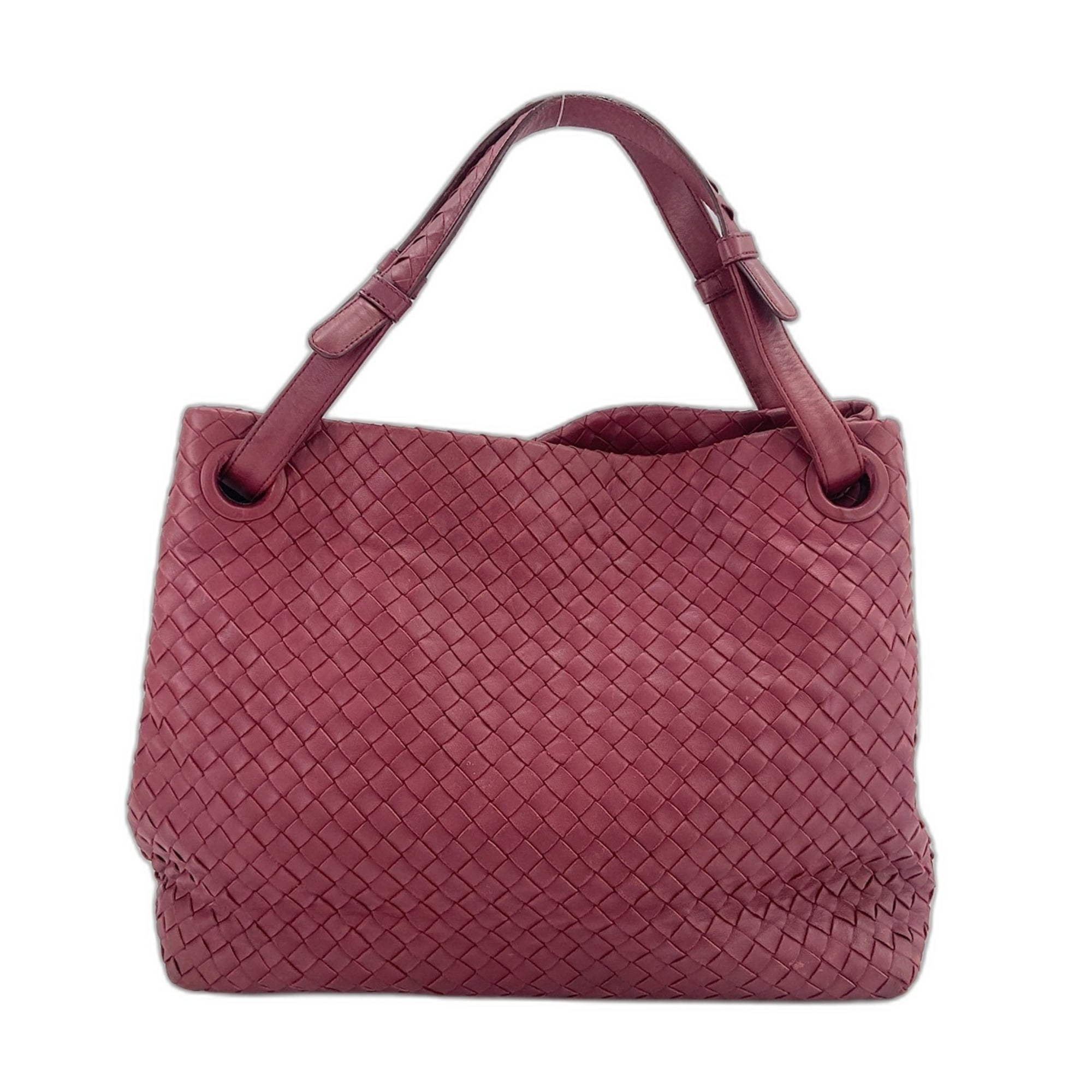 Bottega Veneta Intrecciato Wine Intrecciato Handbag (Pre-Owned)