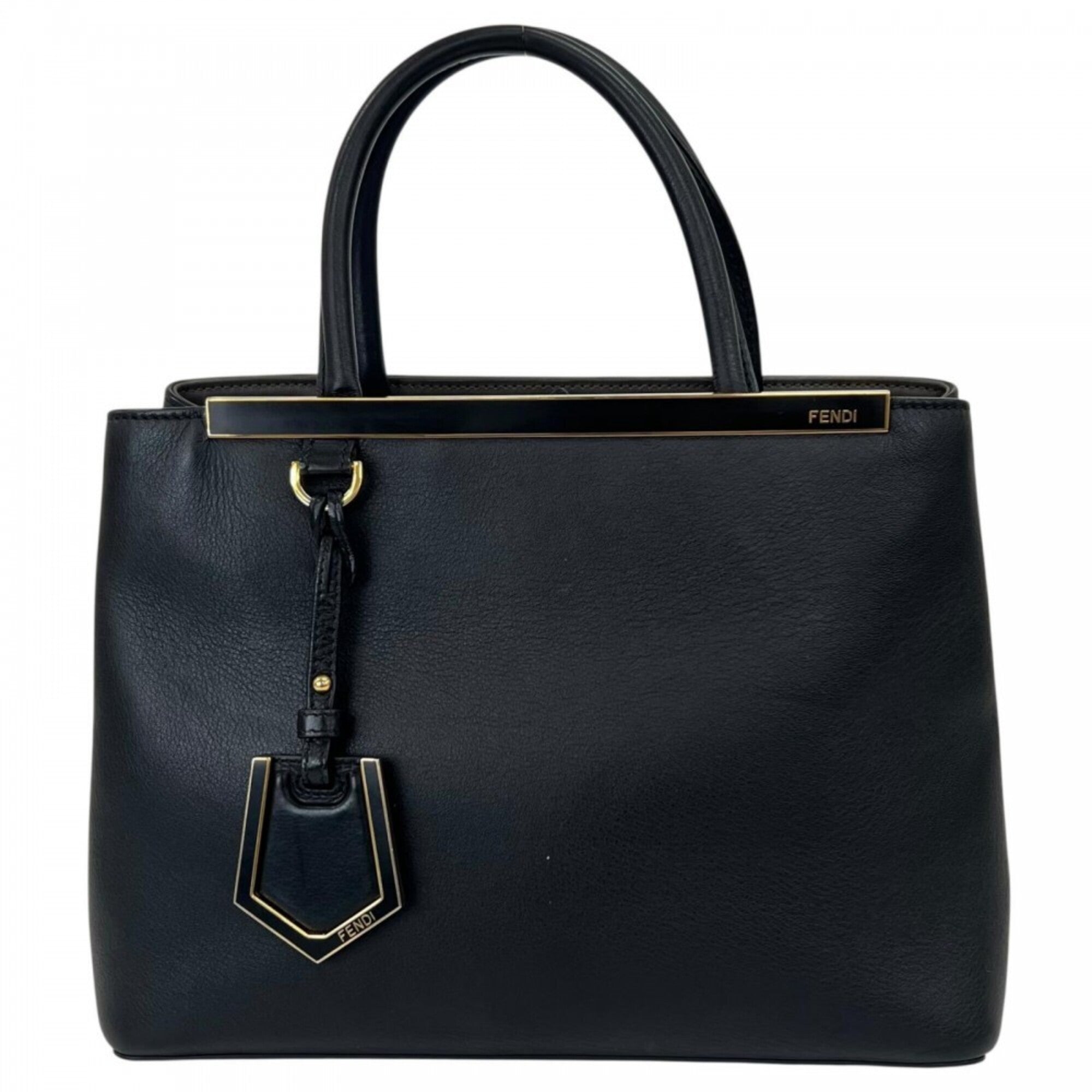 Fendi Black White Leather Handbag (Pre-Owned)
