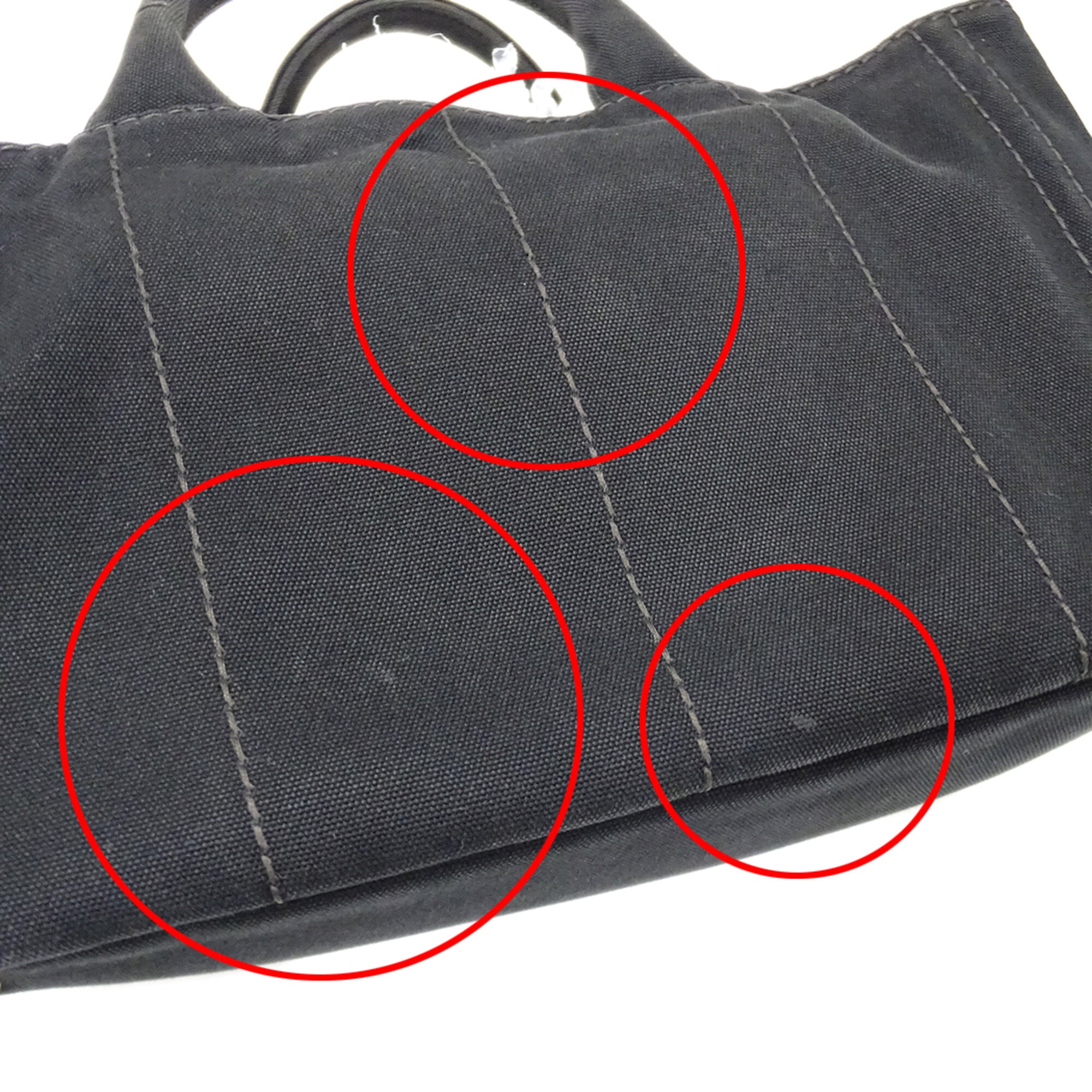 Prada Black Canvas Handbag Shoulder Bag Tote Bag (Pre-Owned)