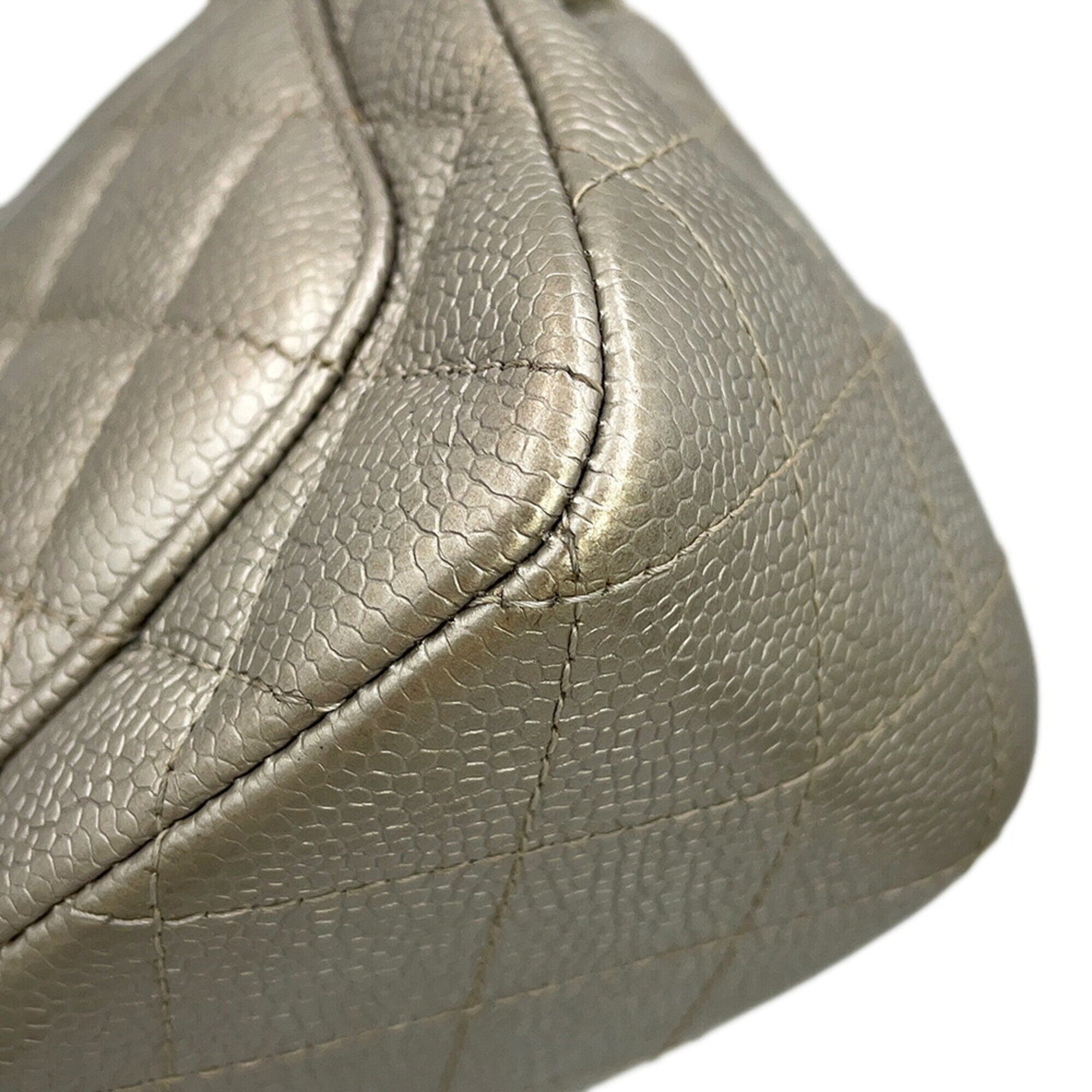 Chanel Matelasse Silver Grained Calfskin Handbag Shoulder Bag (Pre-Owned)