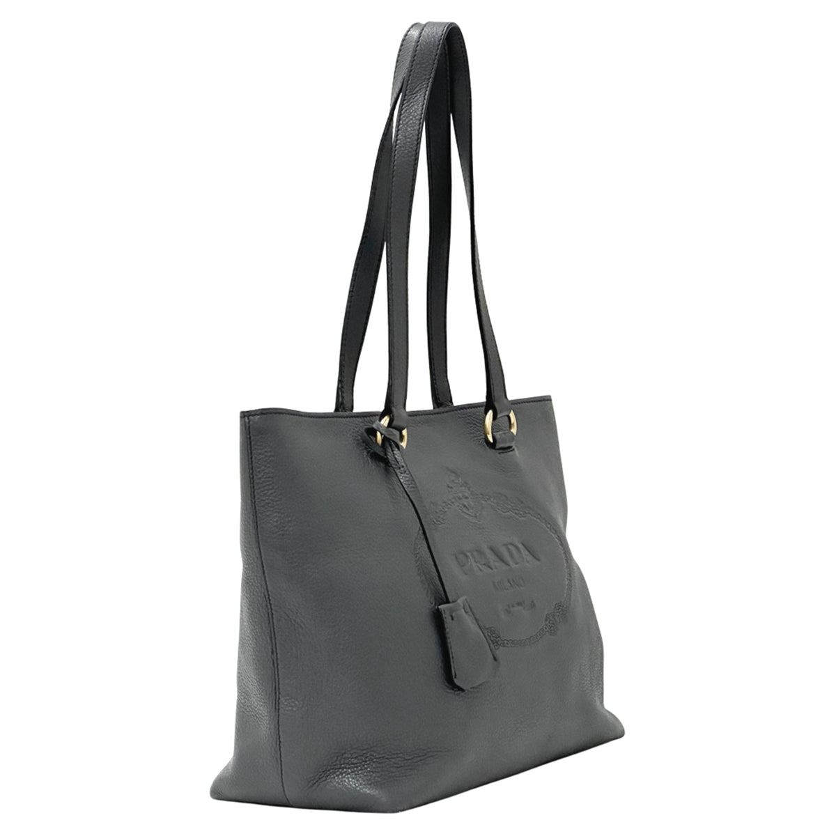 Prada Gray Leather Tote Bag (Pre-Owned)