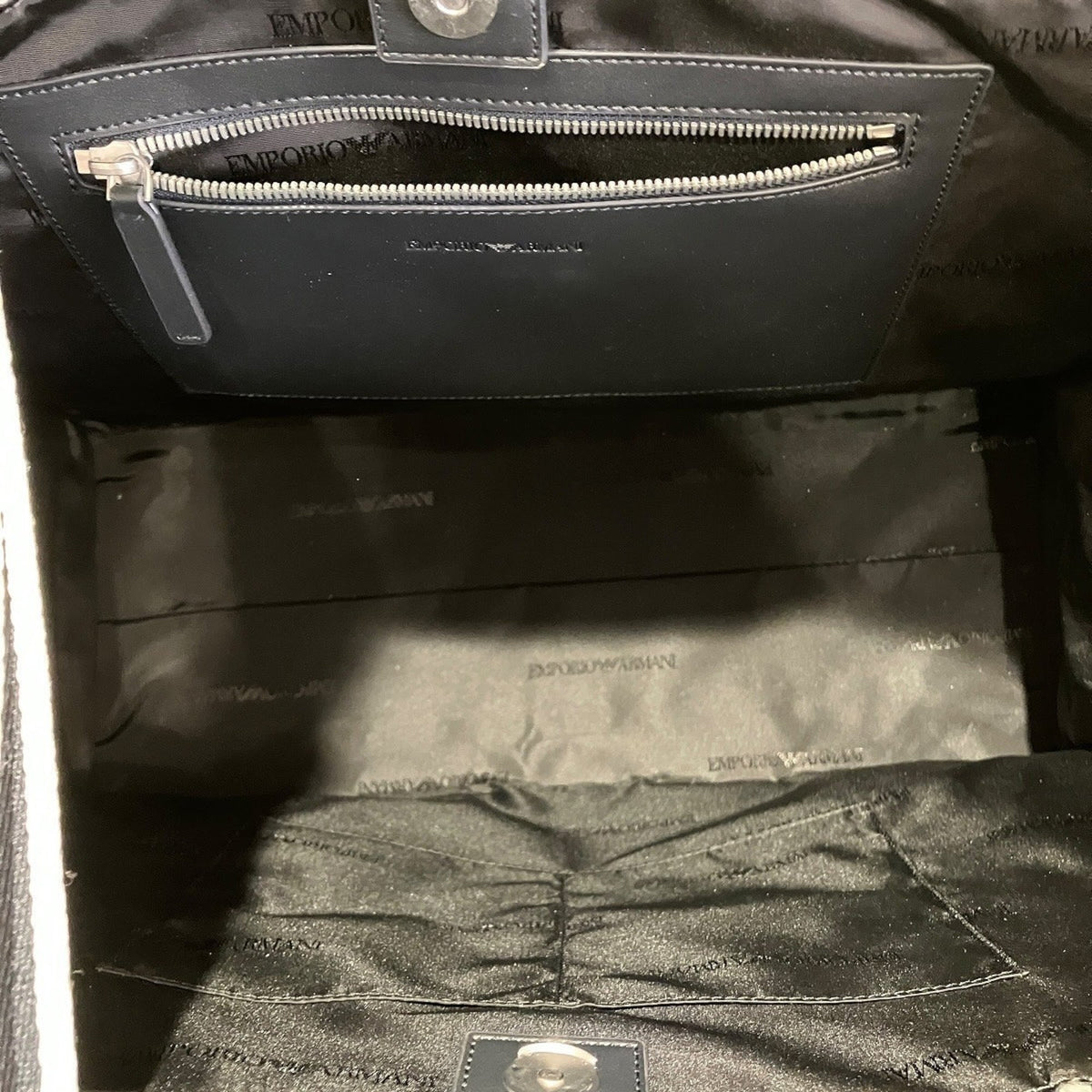 Emporio Armani Navy Canvas Shoulder Bag (Pre-Owned)