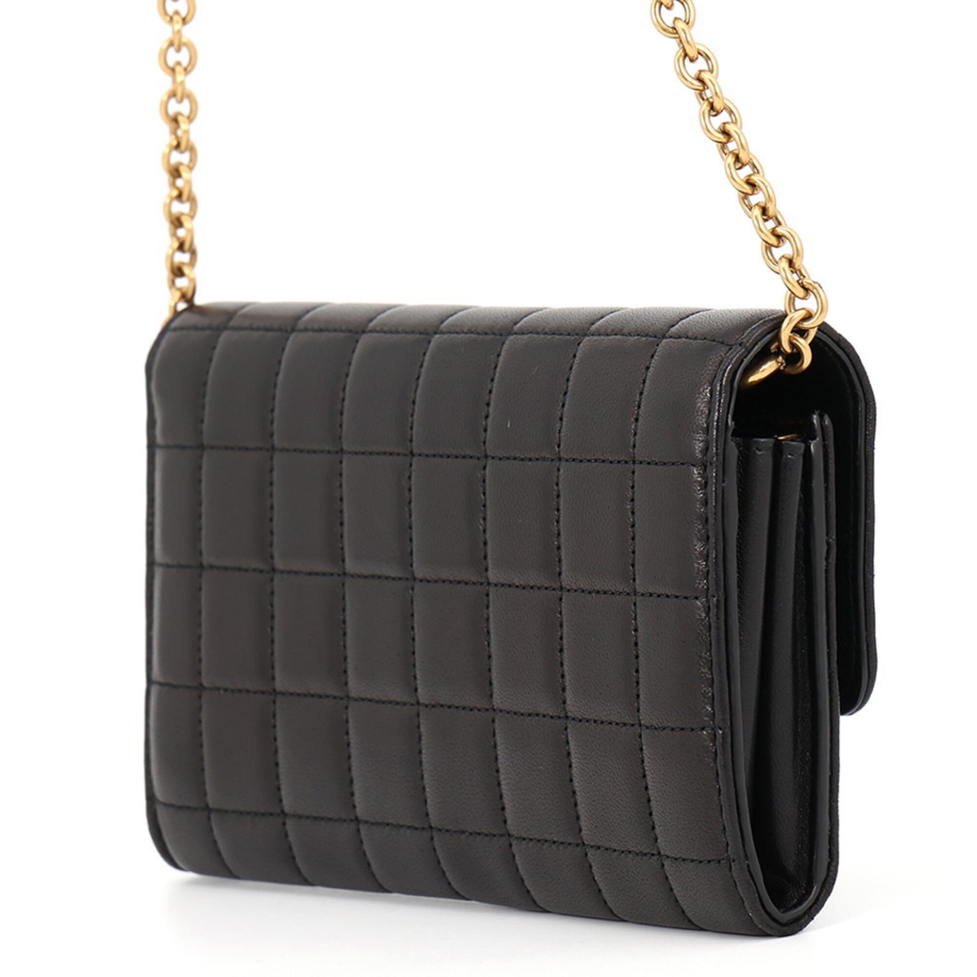 Yves Saint Laurent Black Leather Chain/Shoulder Wallet (Pre-Owned)