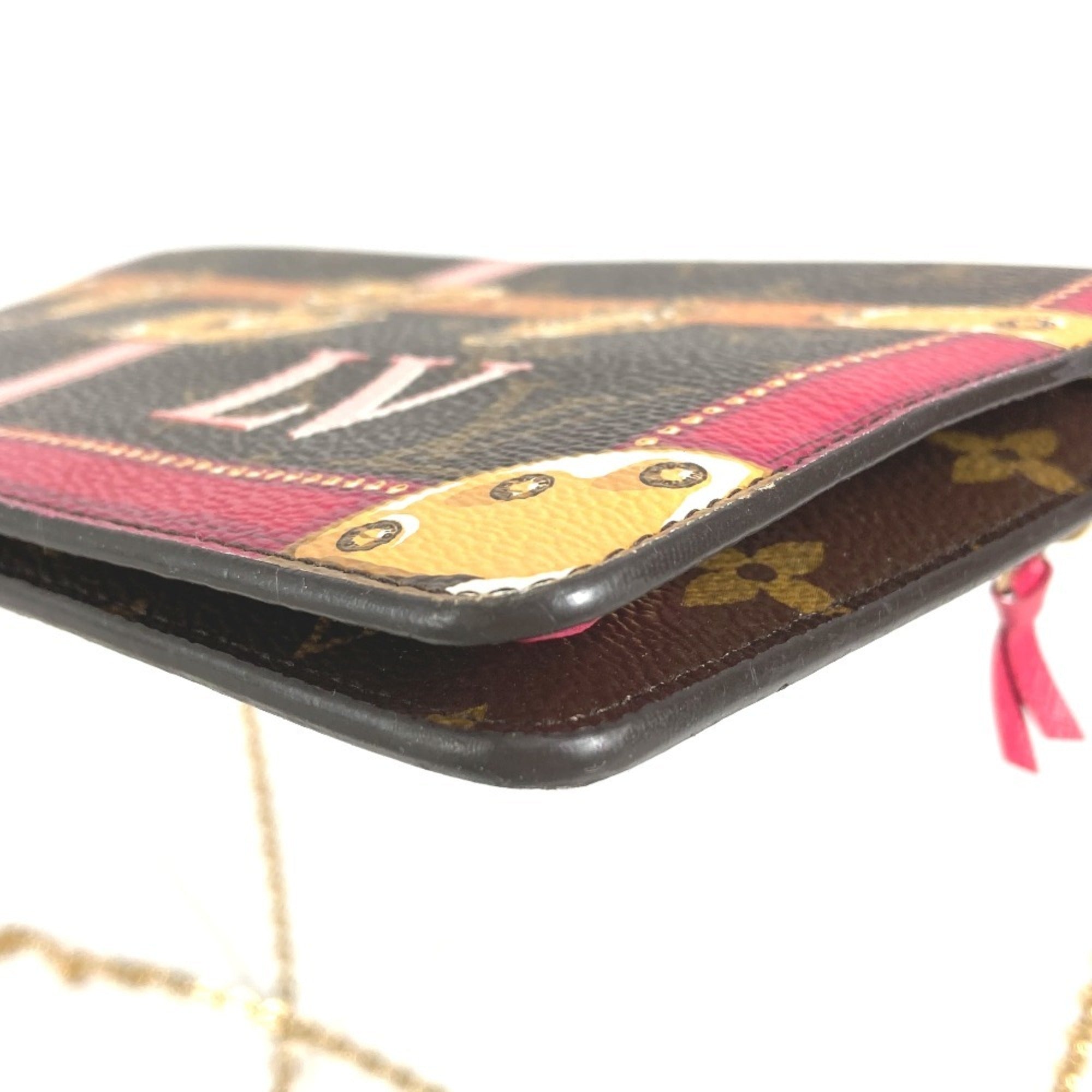 Louis Vuitton Brown Pink Monogram Clutch Bag Pochette Shoulder Bag (Pre-Owned)