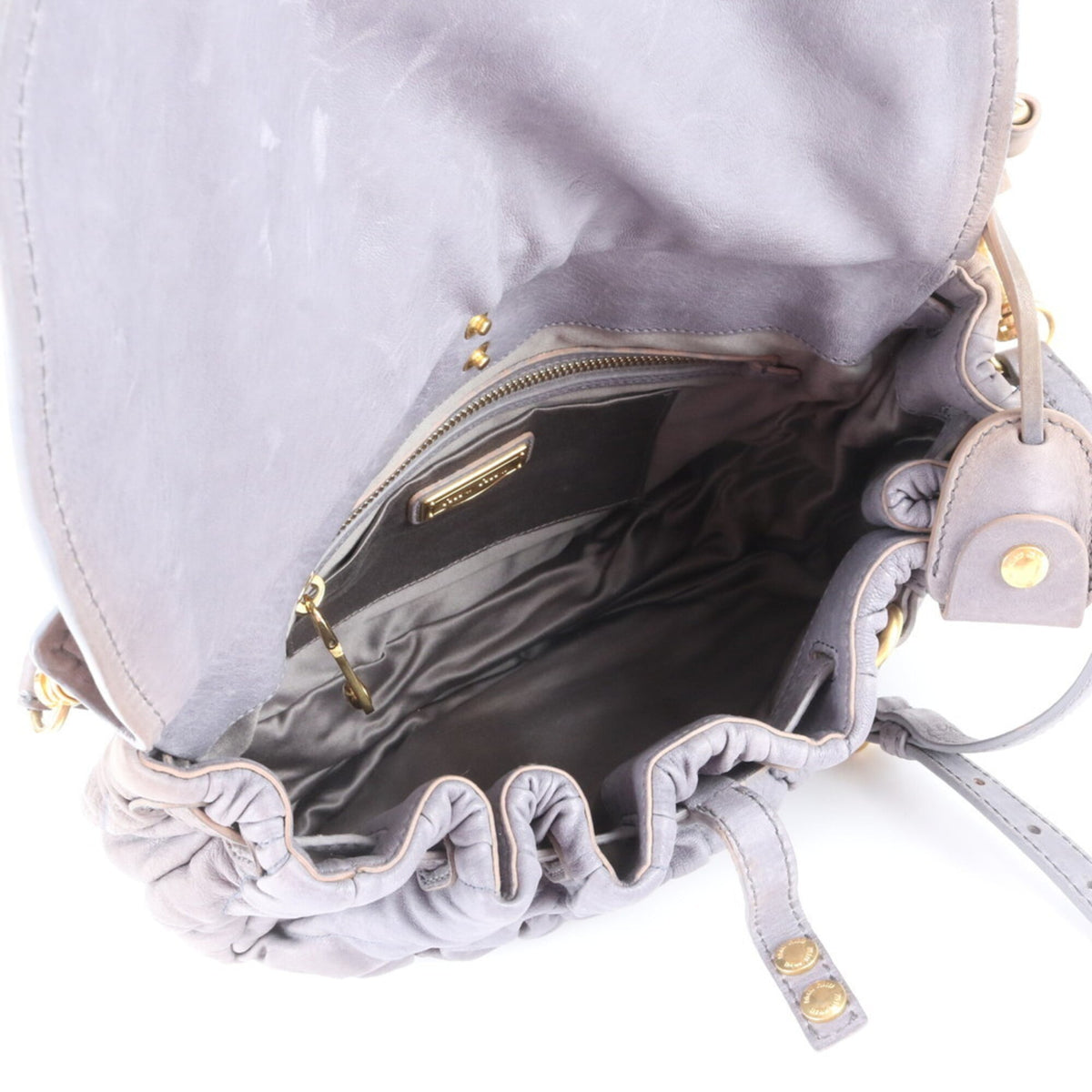 Miu Miu Matelasse Gray Leather Handbag Shoulder Bag (Pre-Owned)