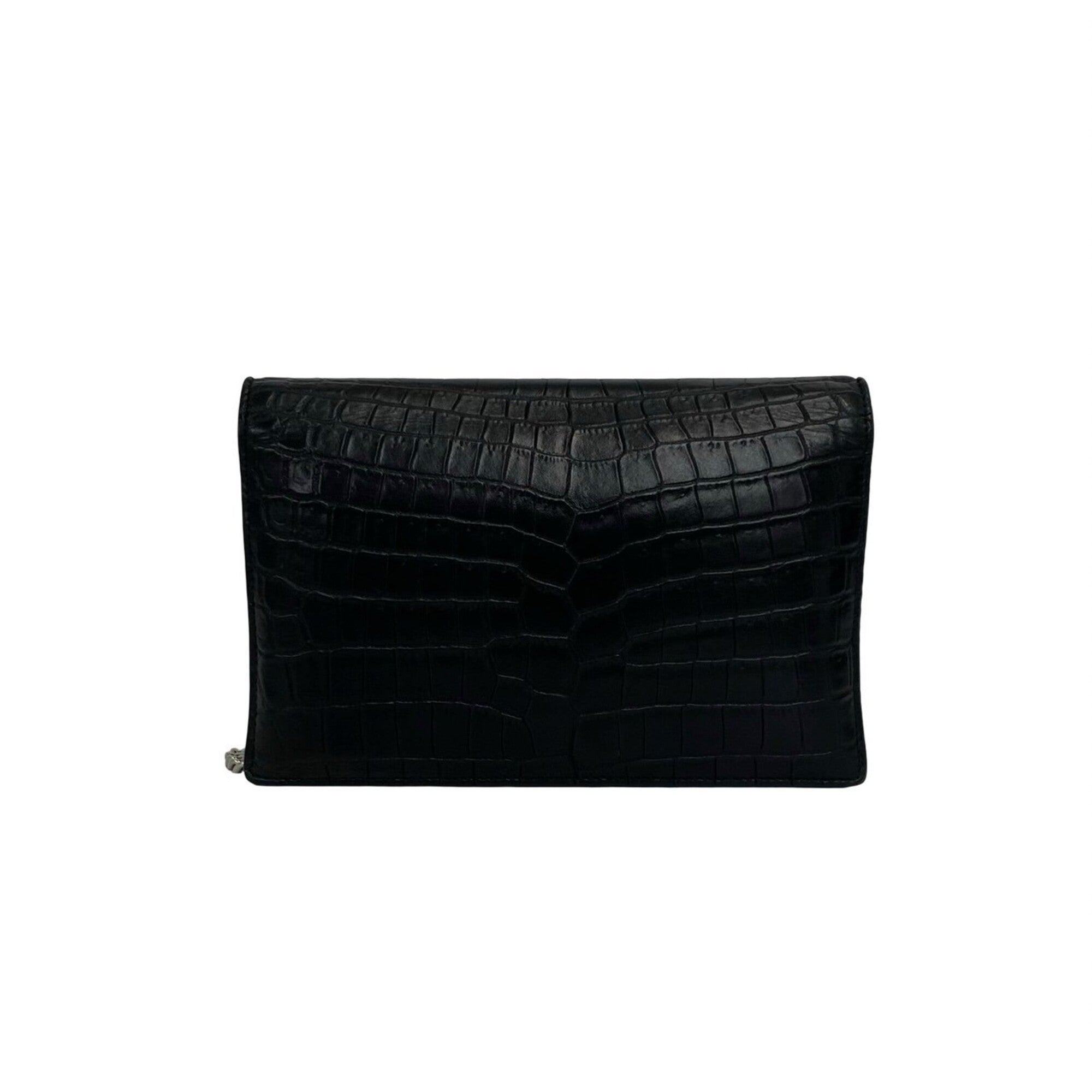 Saint Laurent Black Leather Pochette Shoulder Bag (Pre-Owned)