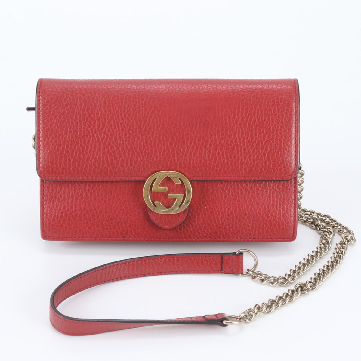 Gucci Red Color Leather Clutch Bag Shoulder Bag (Pre-Owned)