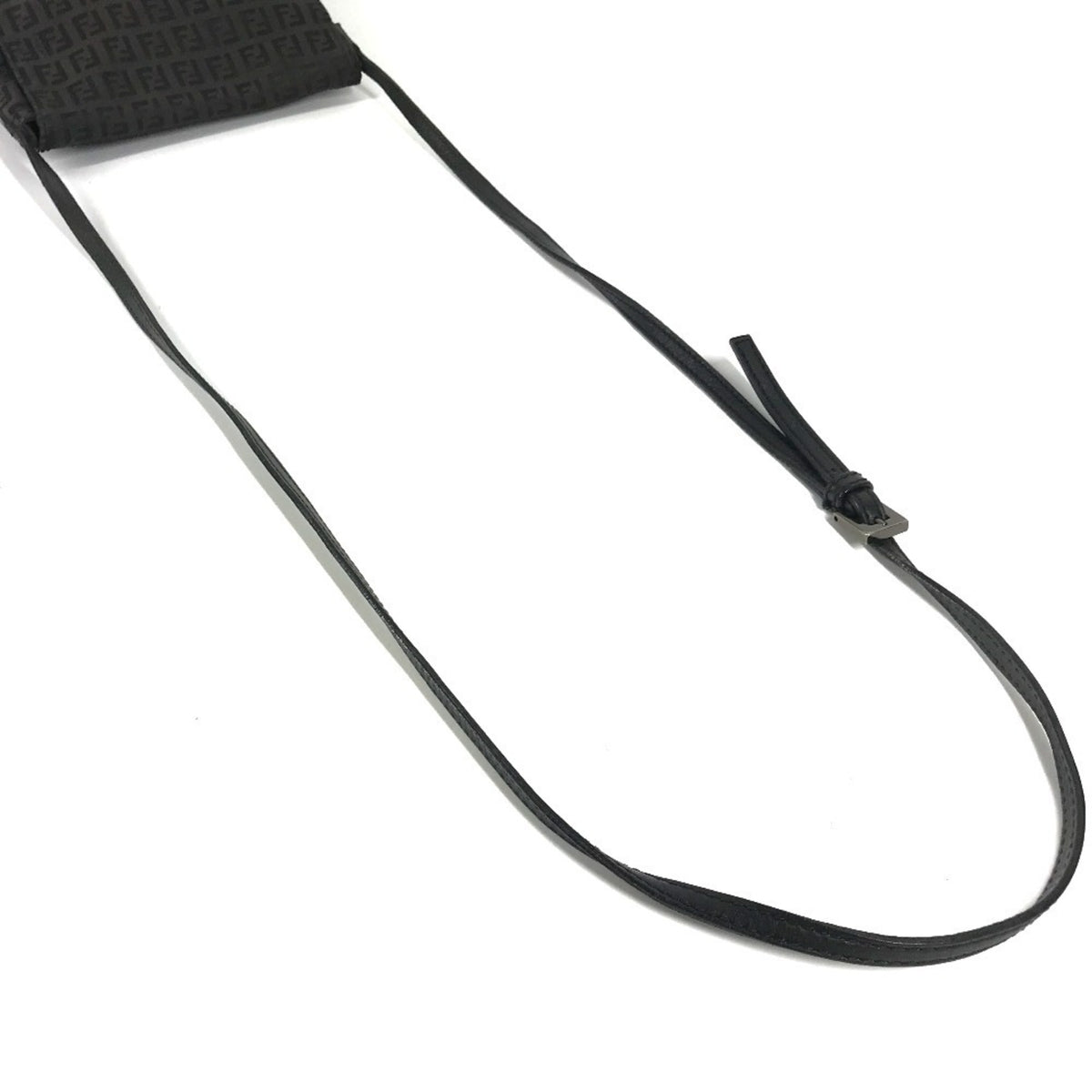 Fendi Black Zucchino Leather Canvas Pochette Shoulder Bag (Pre-Owned)