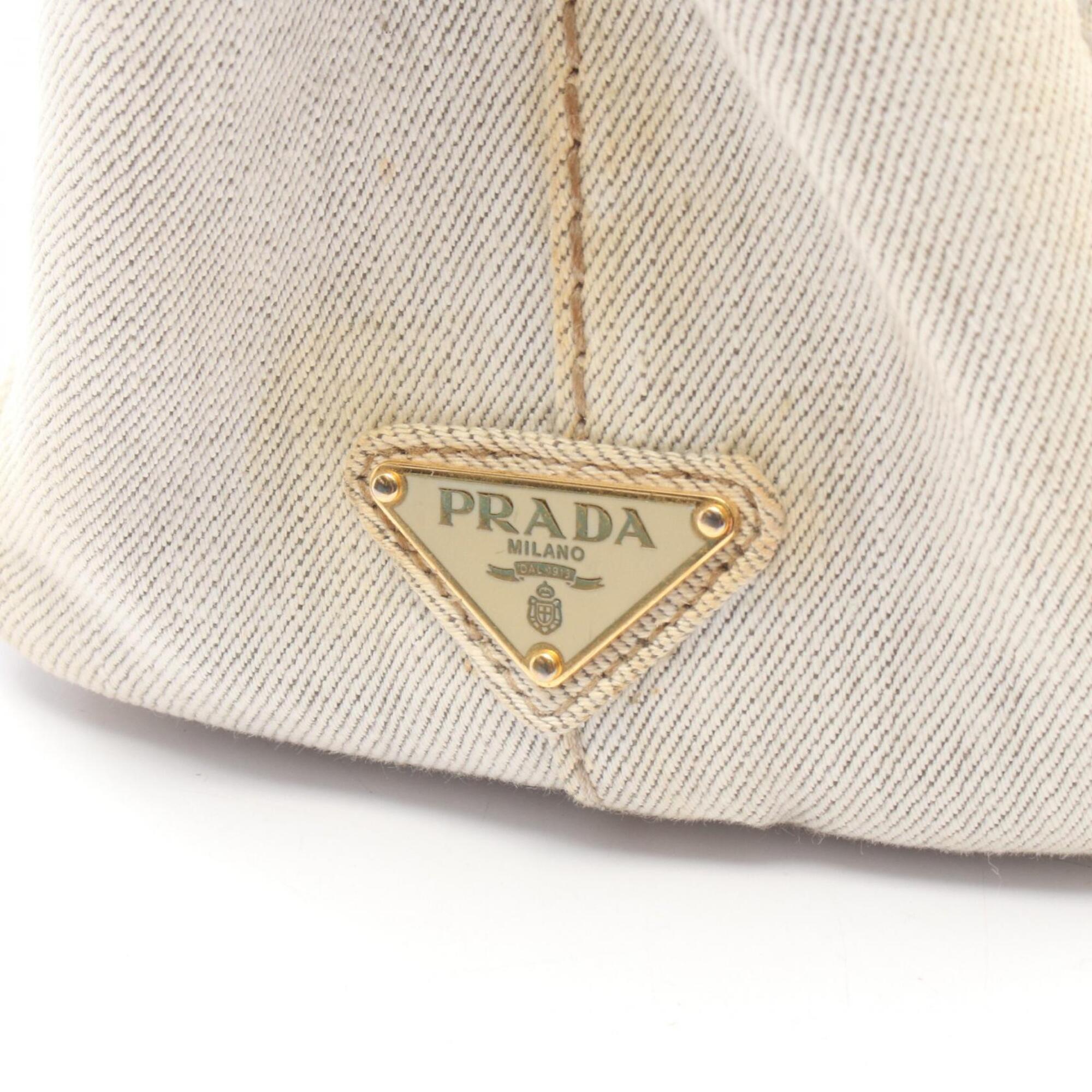 Prada Gray Canvas Handbag Tote Bag (Pre-Owned)