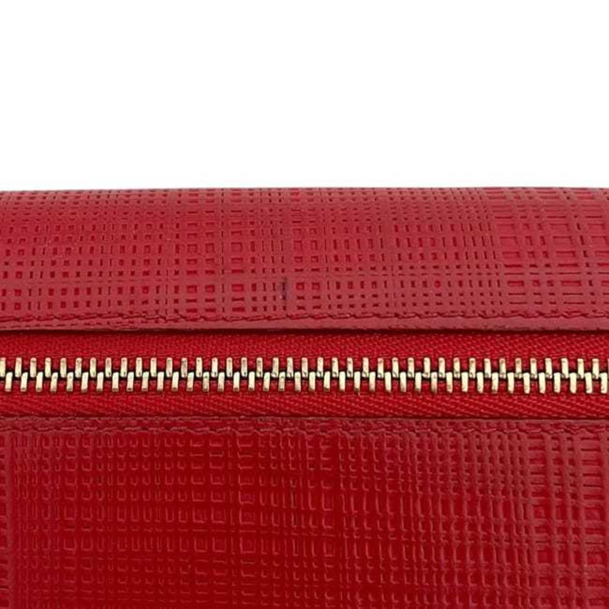 Loewe Red Color Leather Long Wallet (Bi-Fold) (Pre-Owned)