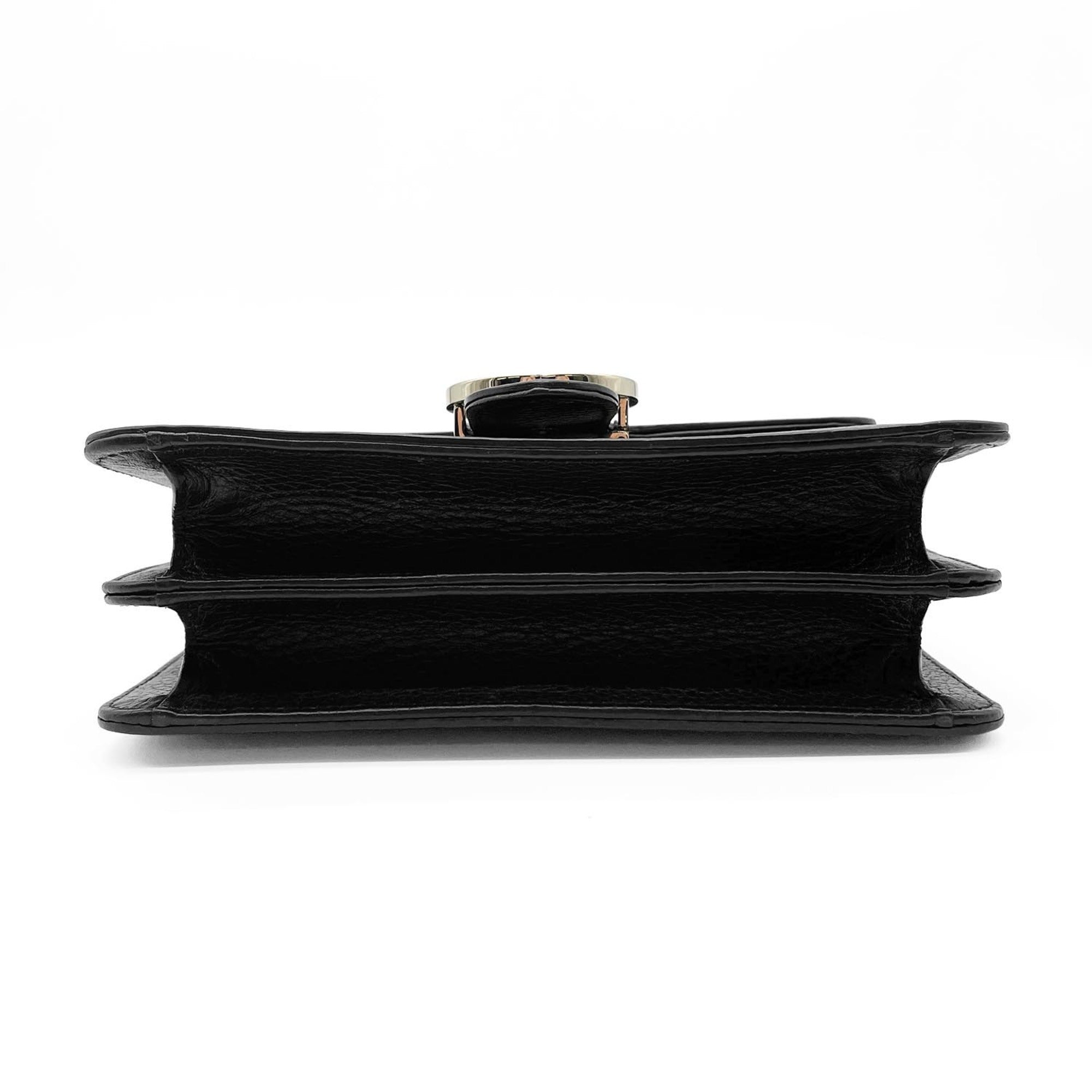 Gucci Black Leather Metal Shoulder Bag (Pre-Owned)