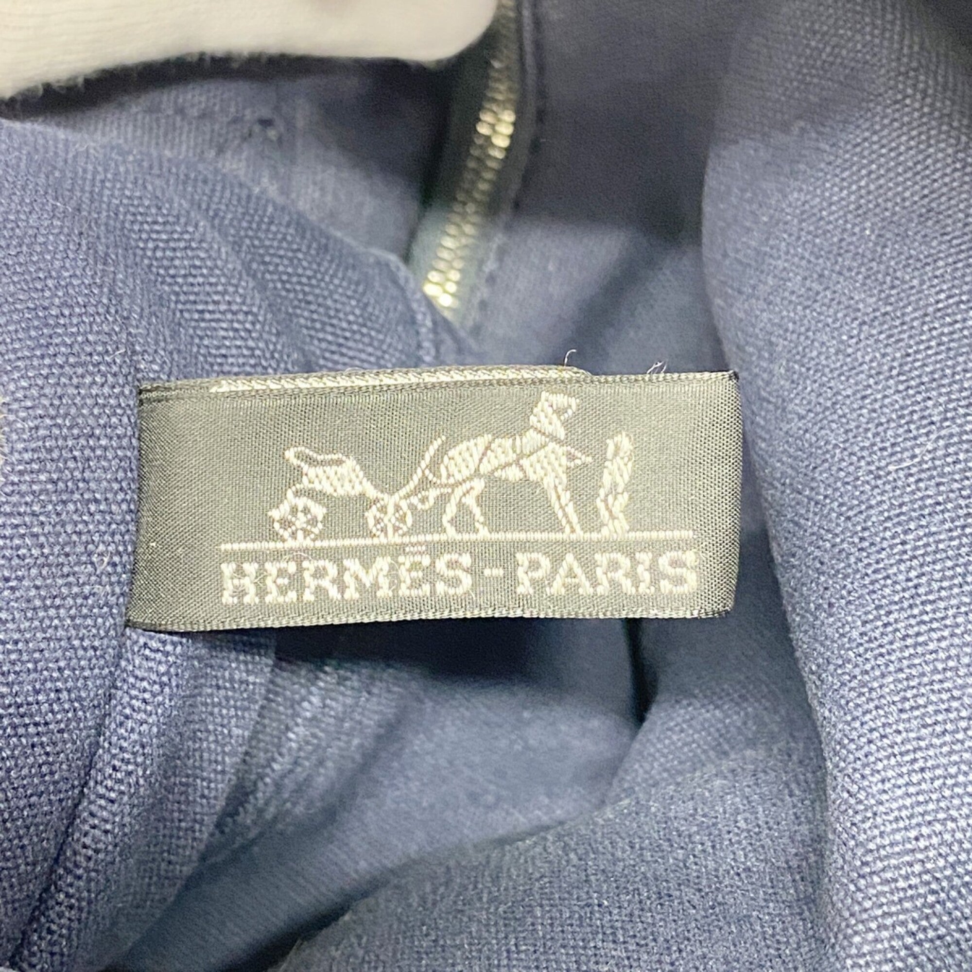 Hermes Khaki Navy Canvas Tote Bag (Pre-Owned)