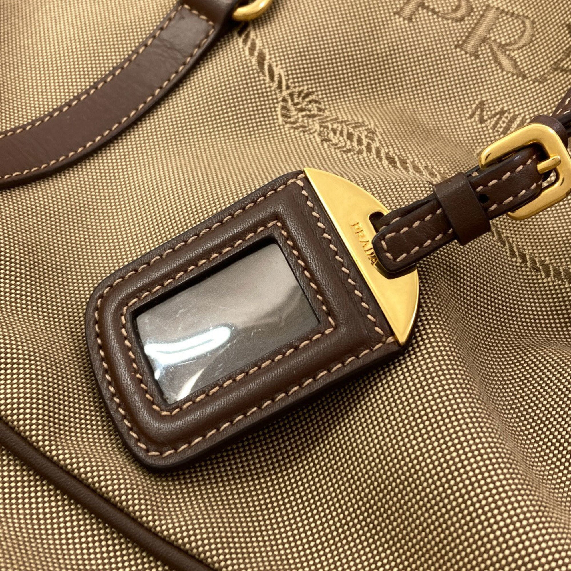 Prada Brown Canvas Leather Tote Bag (Pre-Owned)