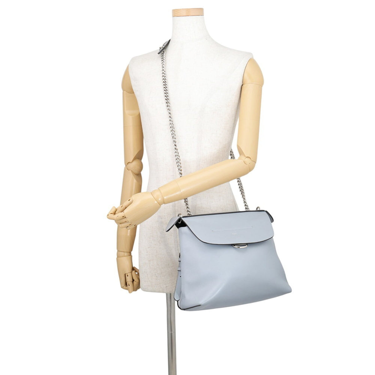 Fendi Blue Gray Leather Handbag Shoulder Bag (Pre-Owned)